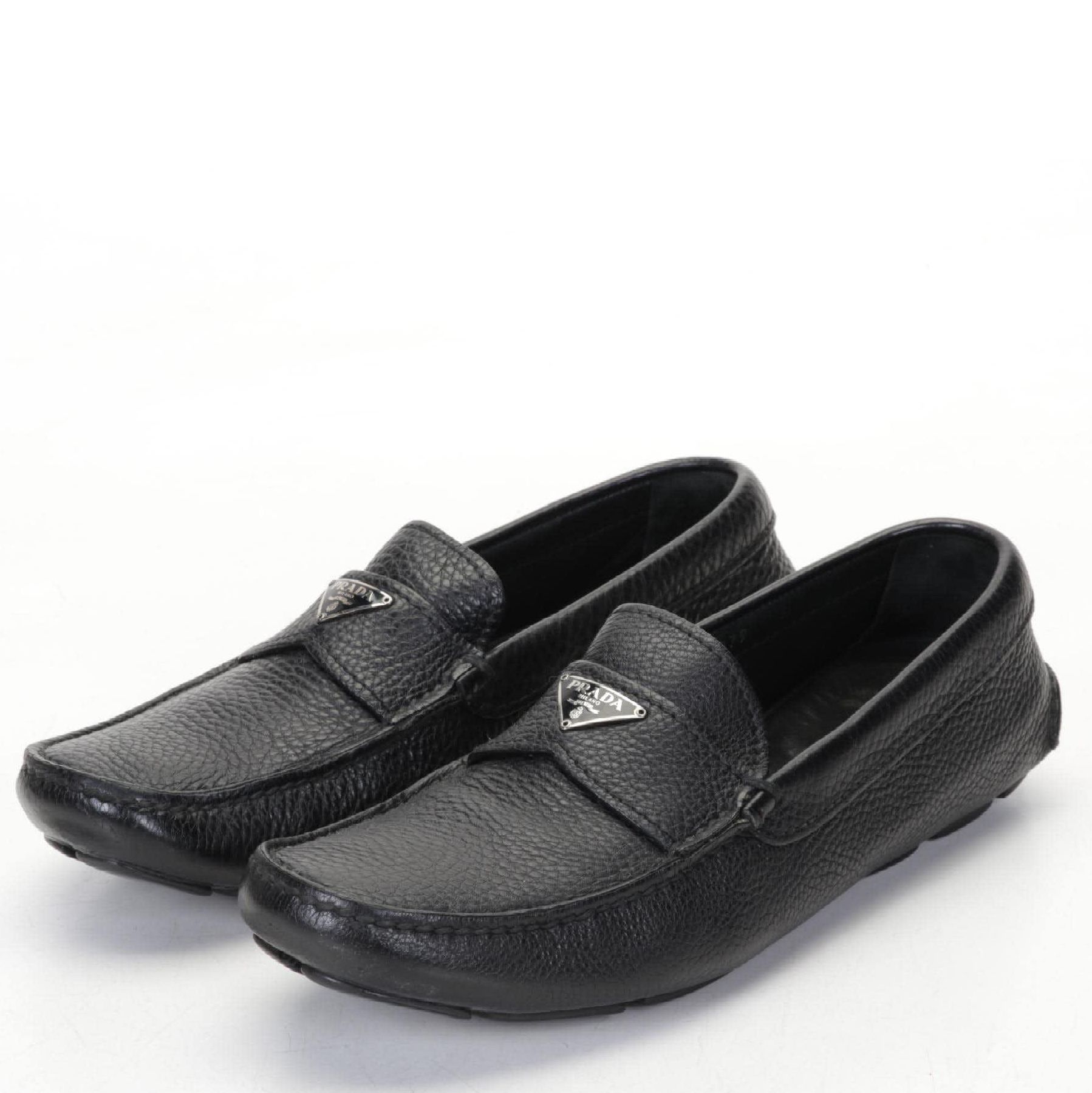 Prada "Daino 1" Men's Black Leather Loafers