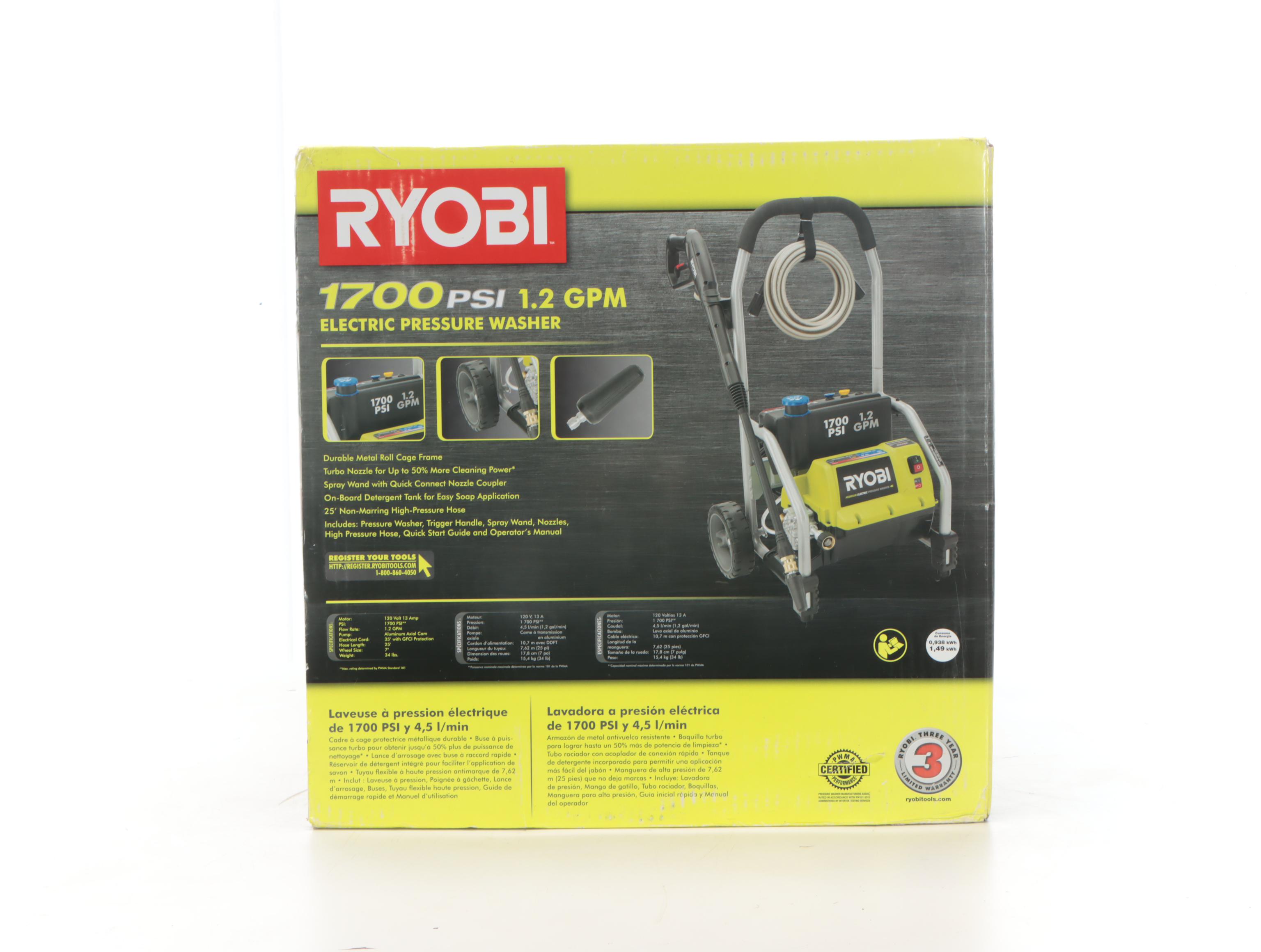 Ryobi 1700 PSI Electric Pressure Washer
