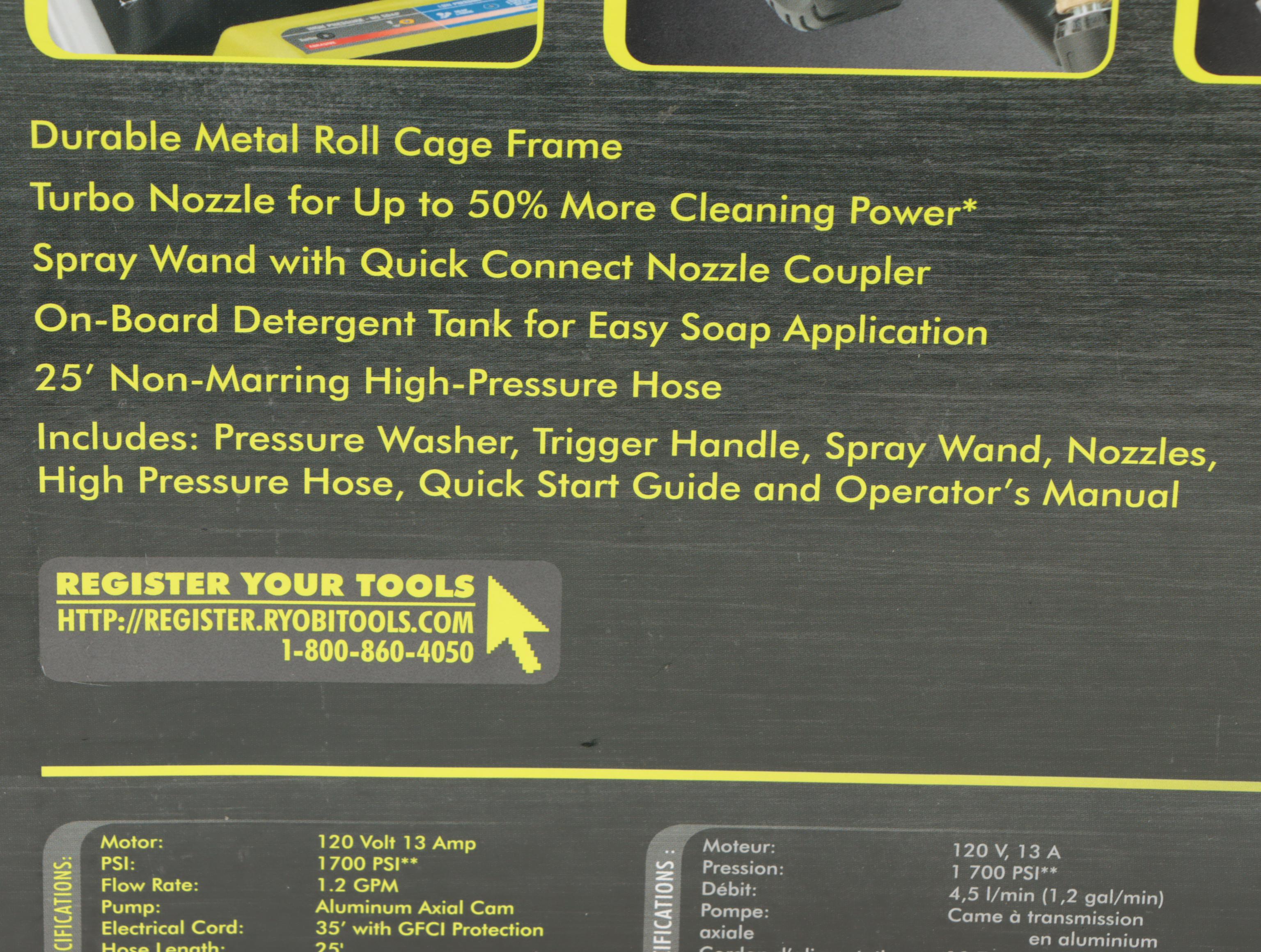 Ryobi 1700 PSI Electric Pressure Washer