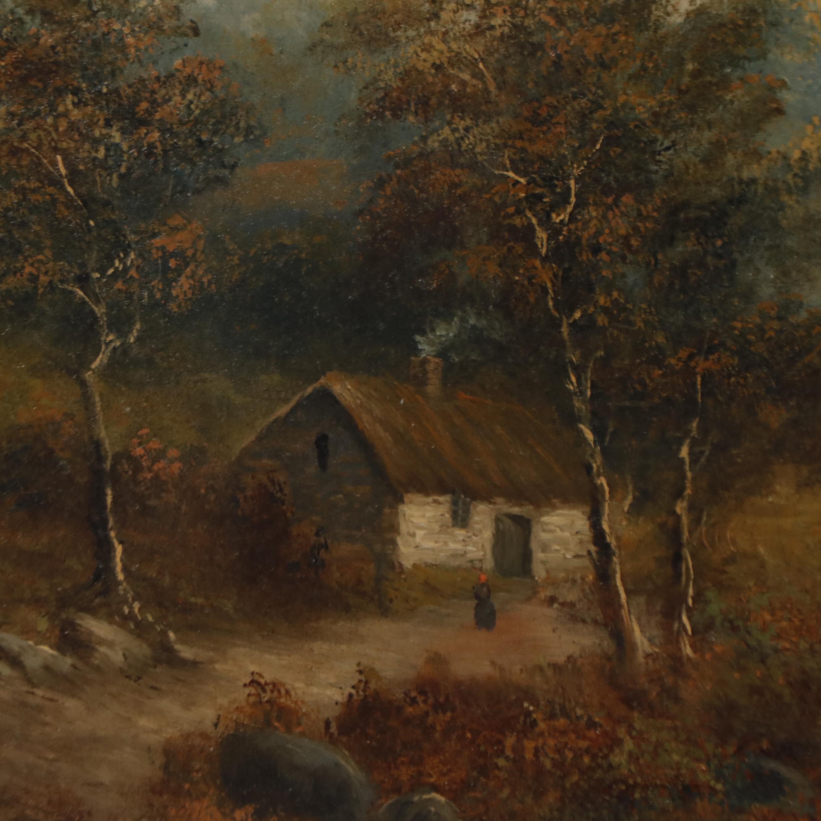 J. E. Grace Landscape Oil Painting "Noretonhamsteed - Devon," Circa 1870