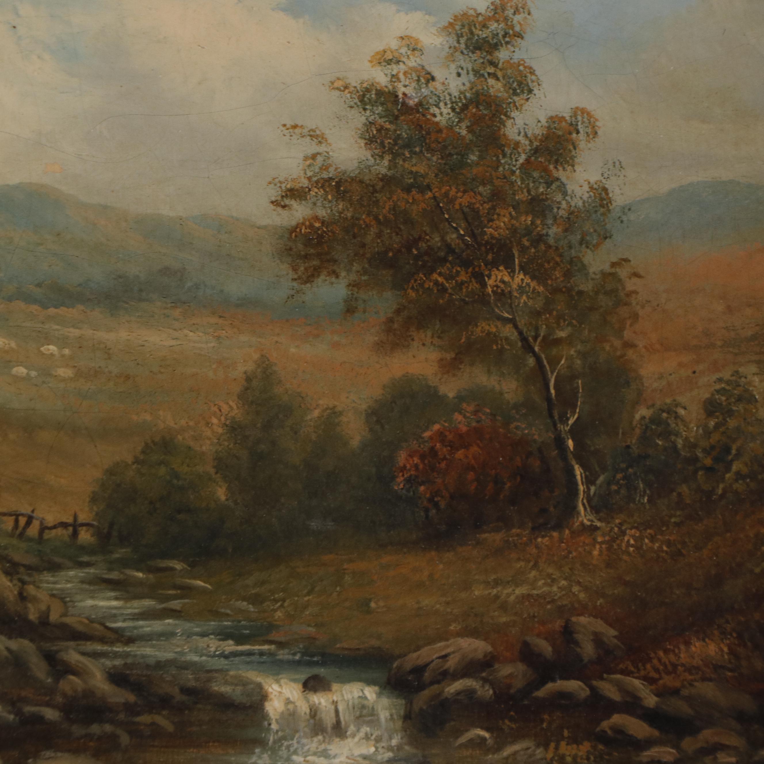 J. E. Grace Landscape Oil Painting "Noretonhamsteed - Devon," Circa 1870