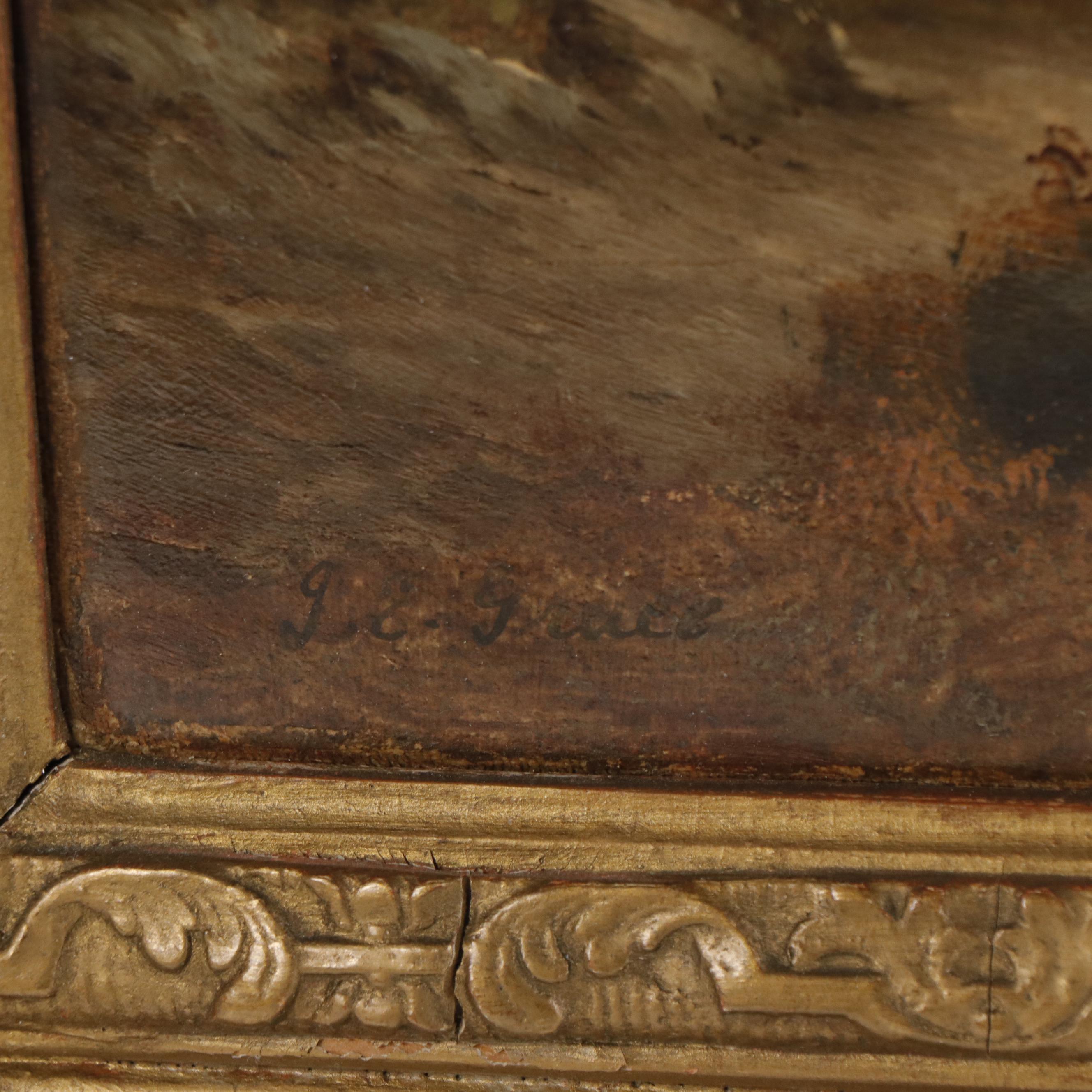 J. E. Grace Landscape Oil Painting "Noretonhamsteed - Devon," Circa 1870