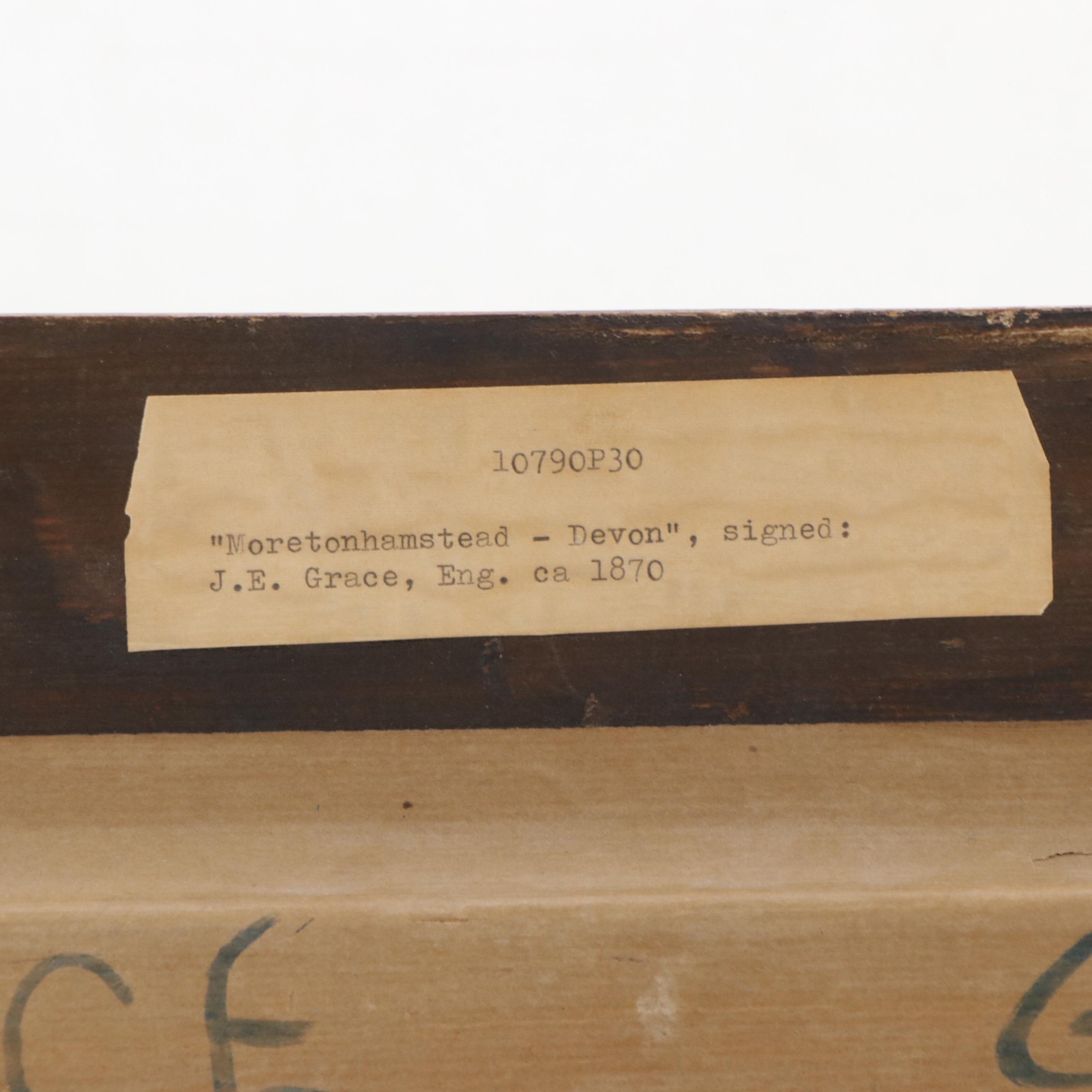 J. E. Grace Landscape Oil Painting "Noretonhamsteed - Devon," Circa 1870