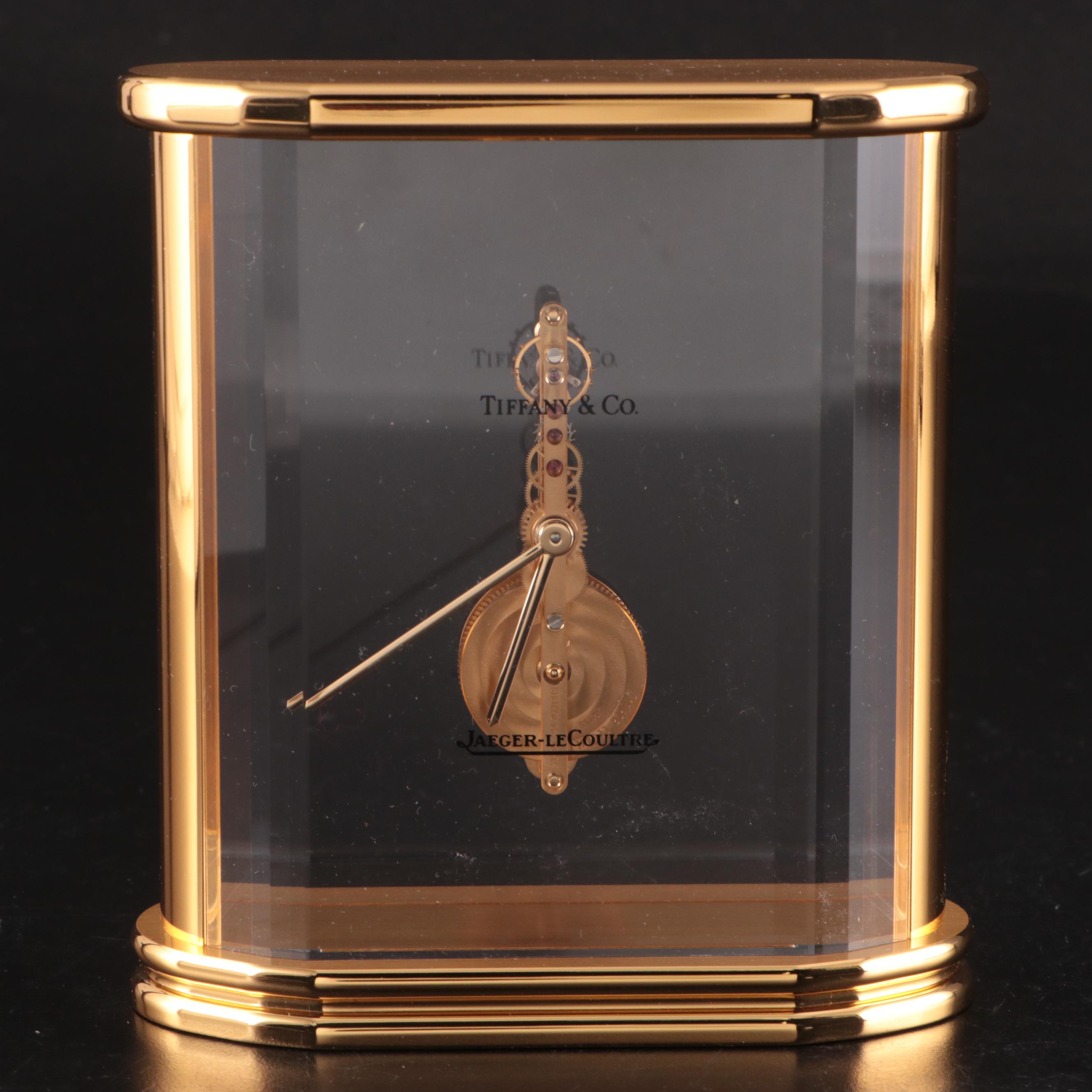 Jaeger-LeCoultre for Tiffany & Co. Gilt Brass "Prisma" Desk Clock