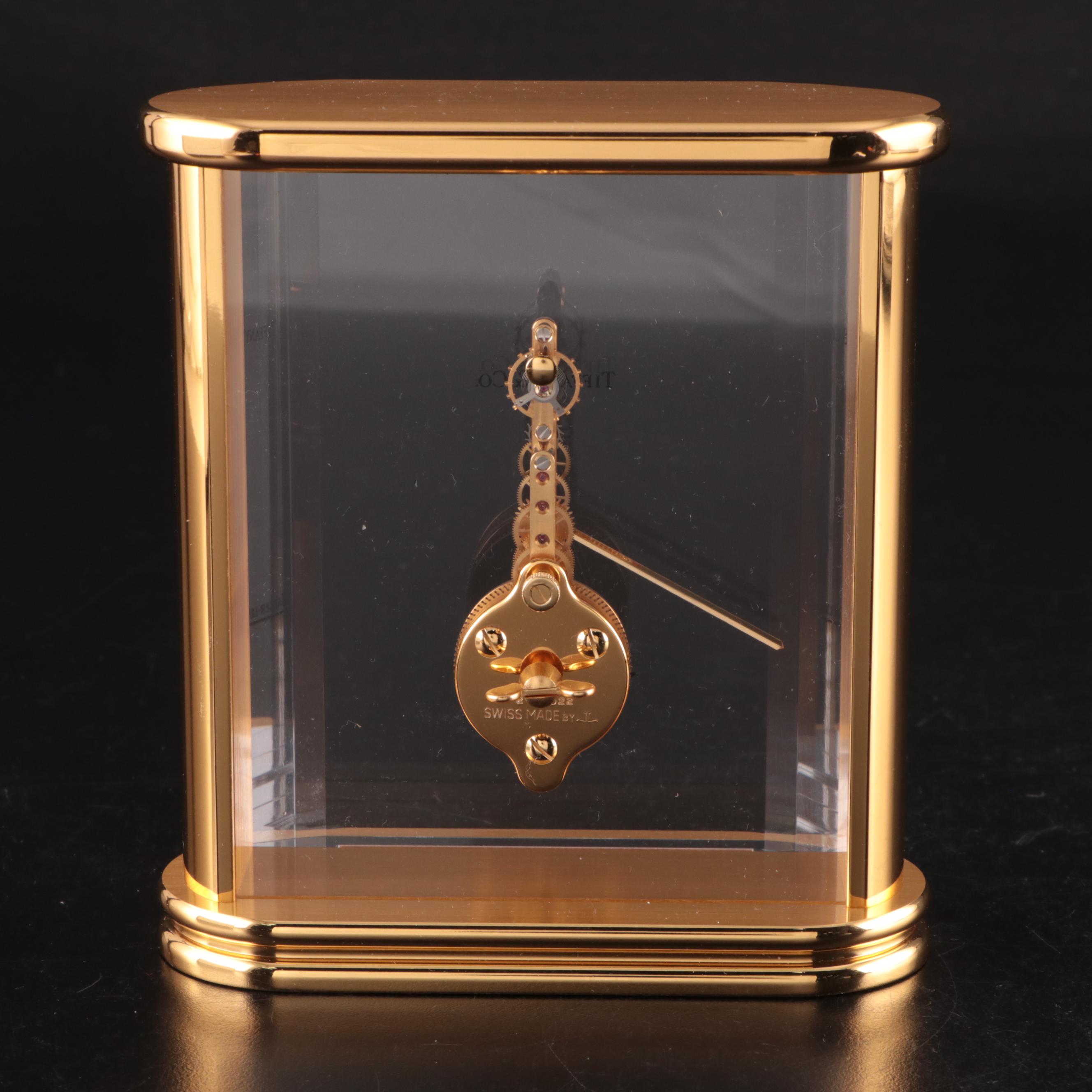 Jaeger-LeCoultre for Tiffany & Co. Gilt Brass "Prisma" Desk Clock