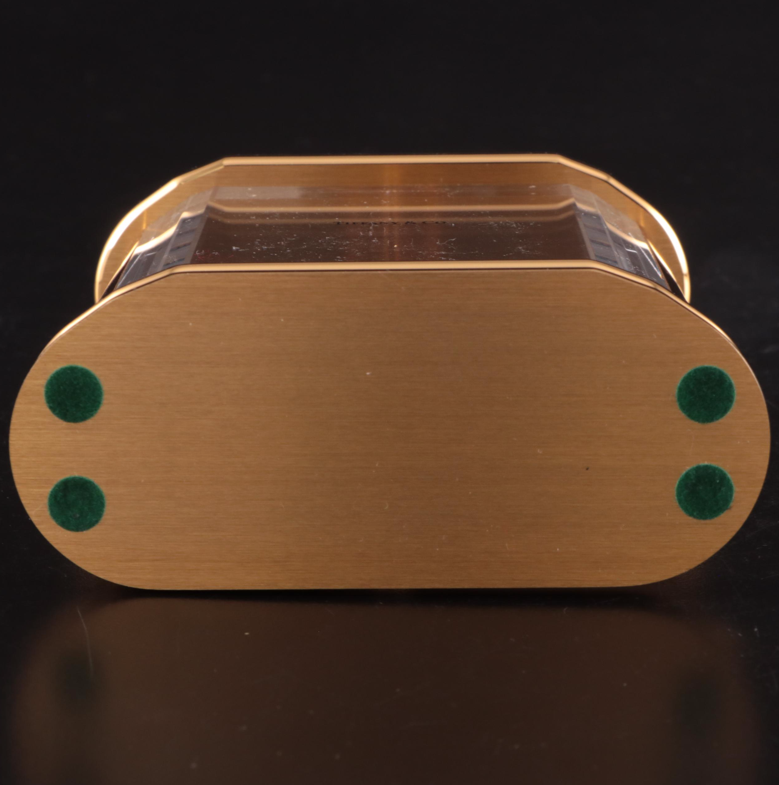 Jaeger-LeCoultre for Tiffany & Co. Gilt Brass "Prisma" Desk Clock