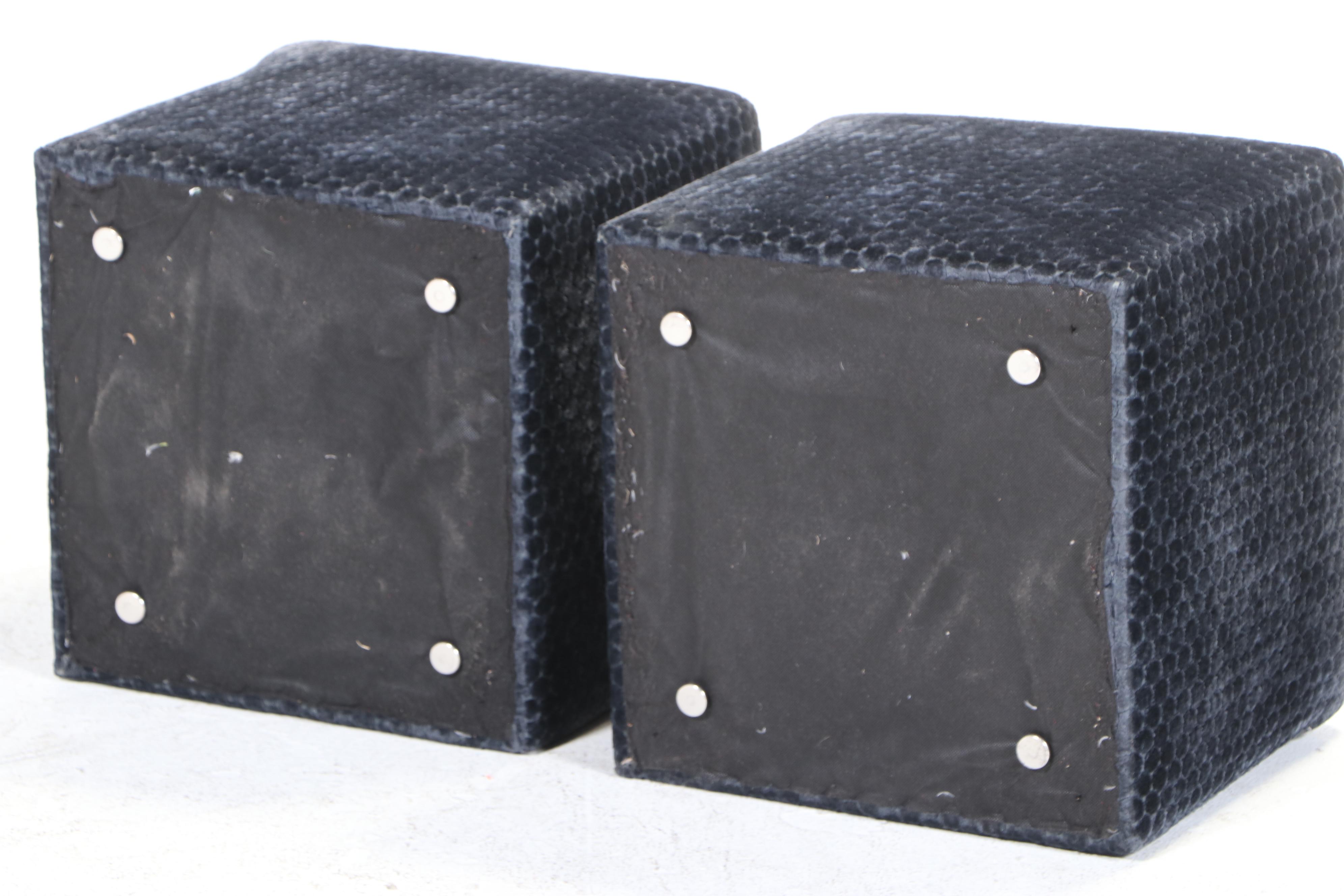 Pair of Chenille Upholstered Cube Ottomans