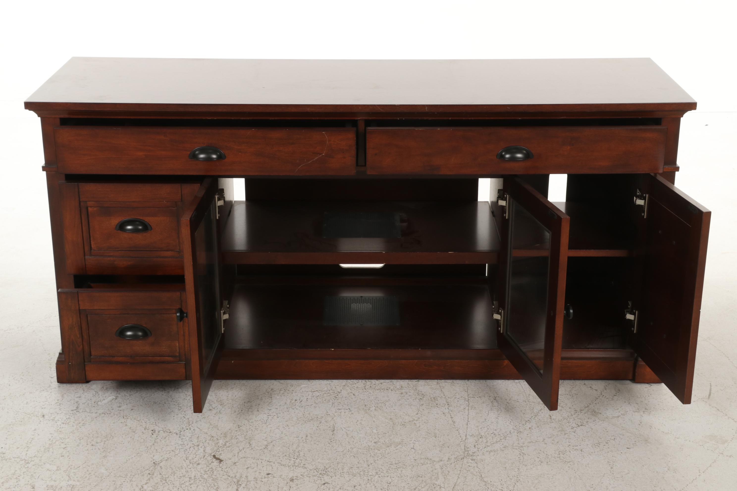 Bayside Furnishings Cherry-Stained Media Console Cabinet