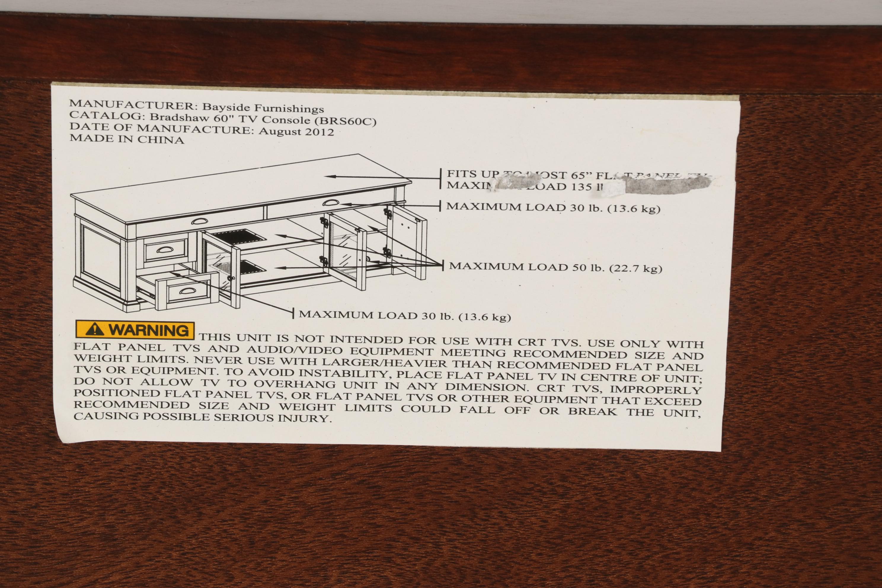 Bayside Furnishings Cherry-Stained Media Console Cabinet