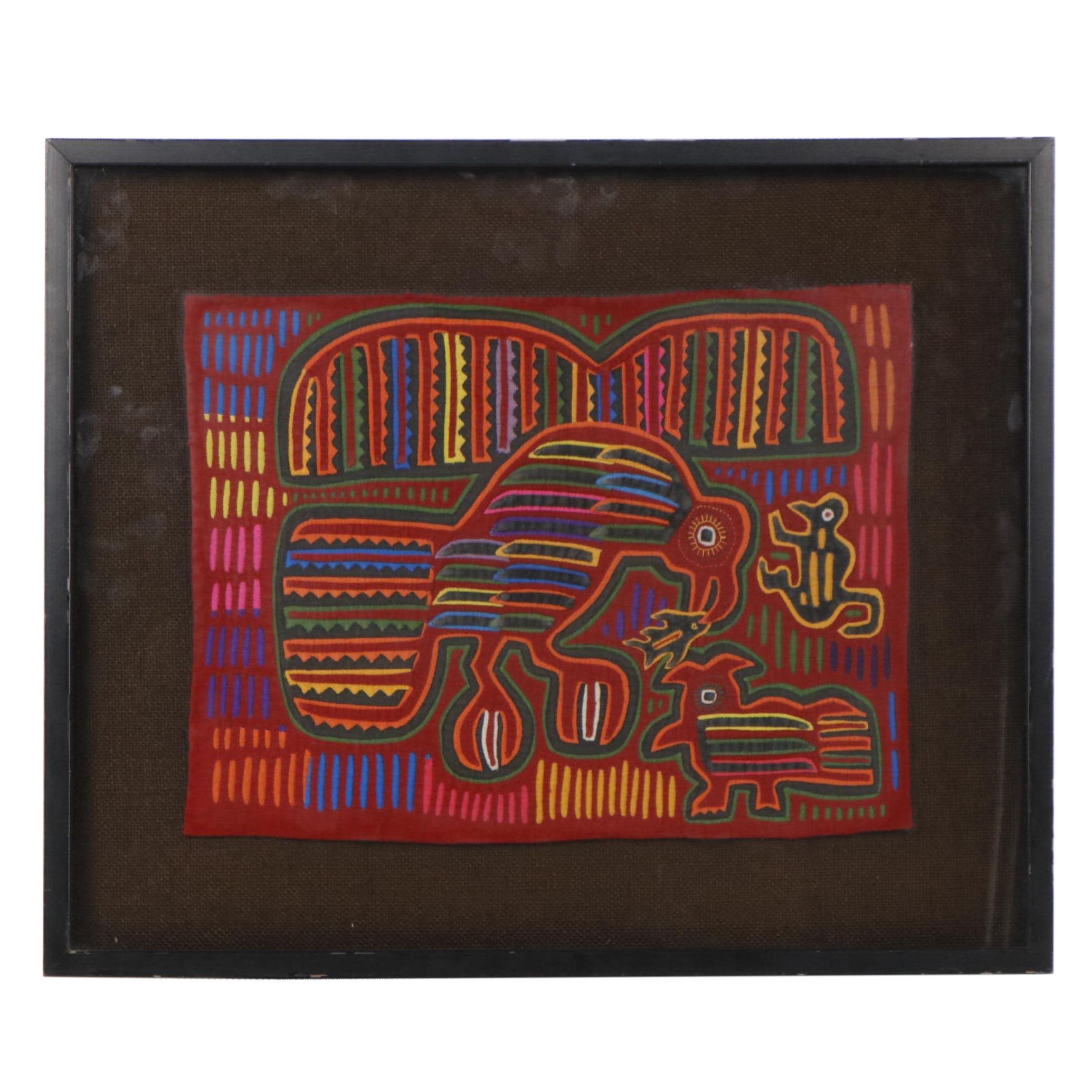 Panamanian Guna Mola Folk Art Texile Panel