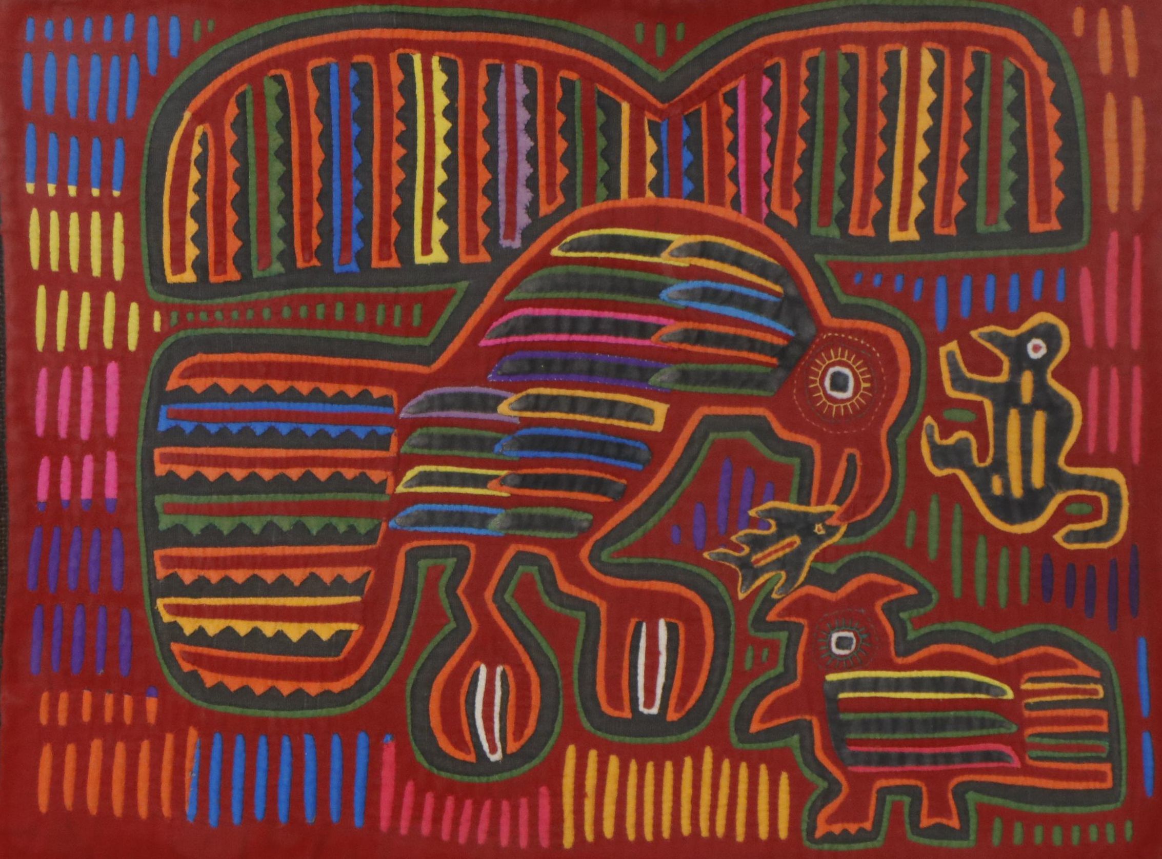 Panamanian Guna Mola Folk Art Texile Panel