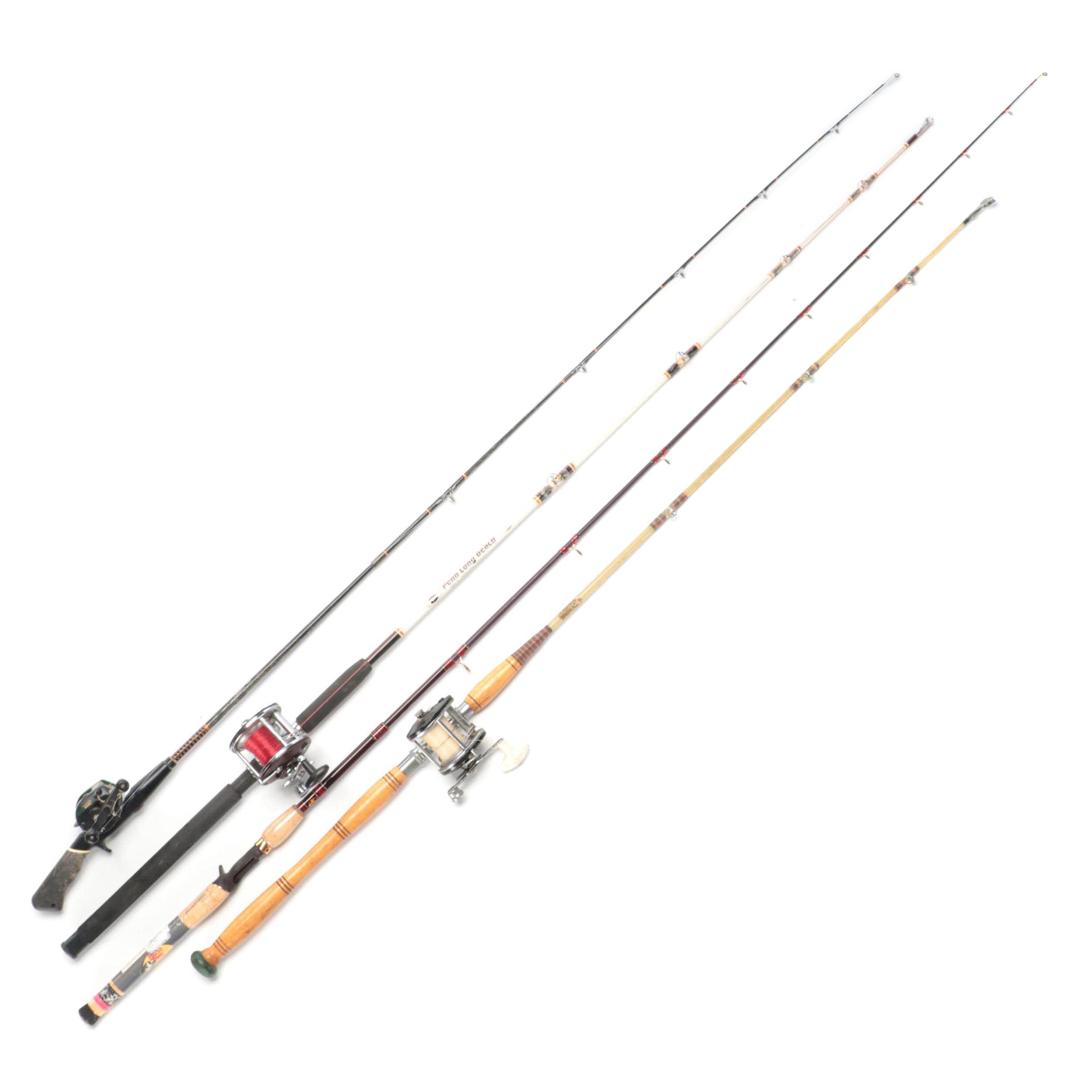 Wooden Handled and Other Fishing Rods, Mid to Late 20th Century