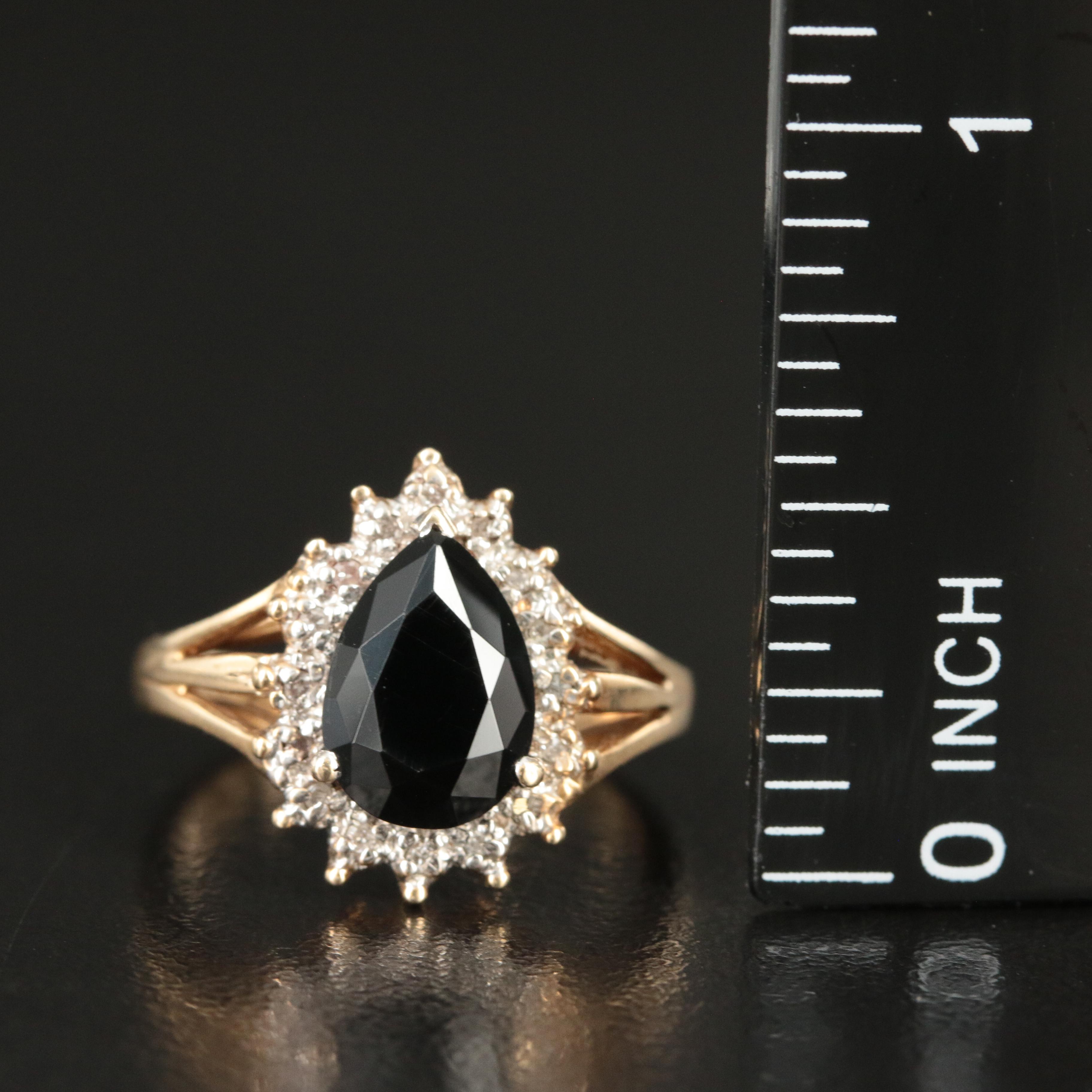 10K Black Onyx Diamond Ring