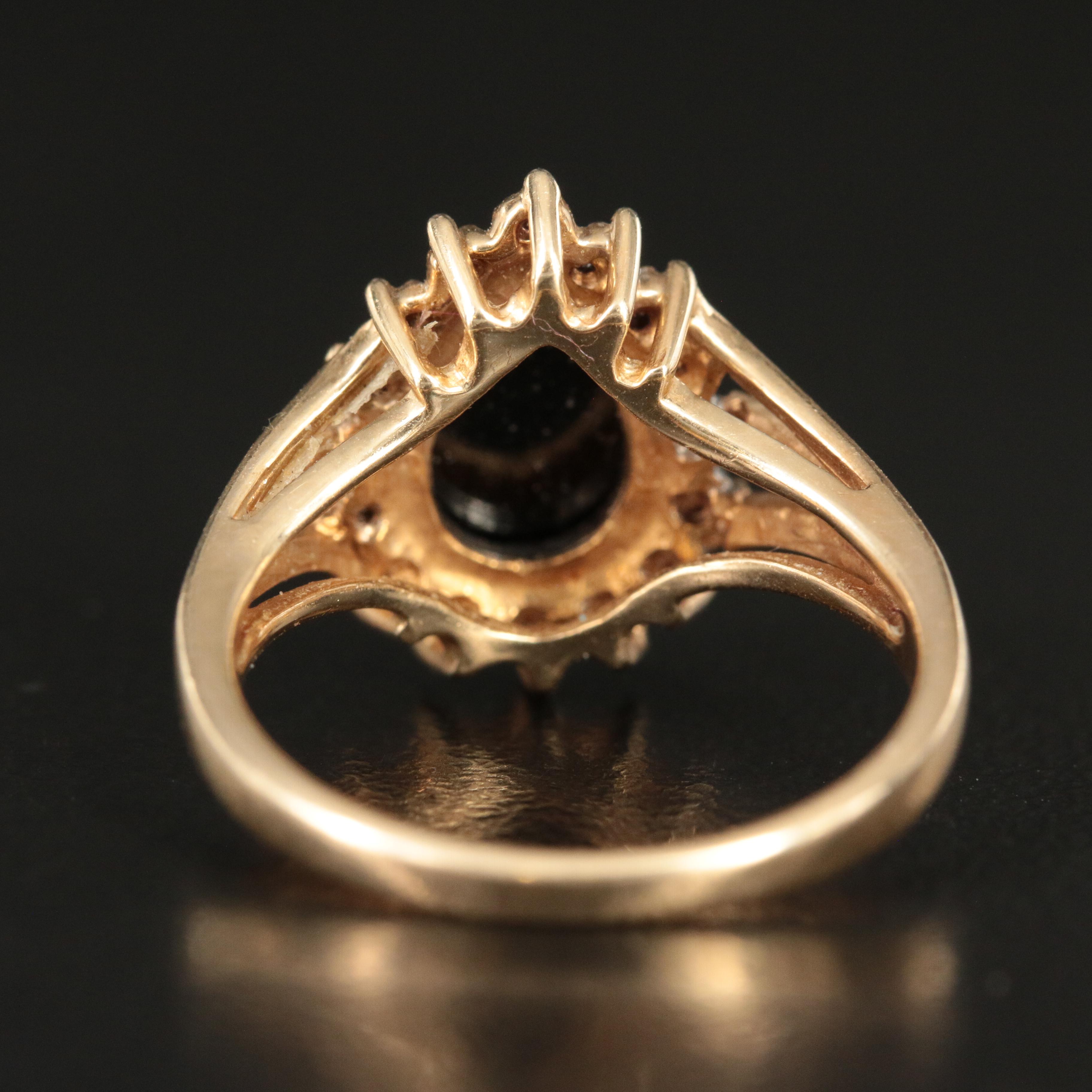 10K Black Onyx Diamond Ring
