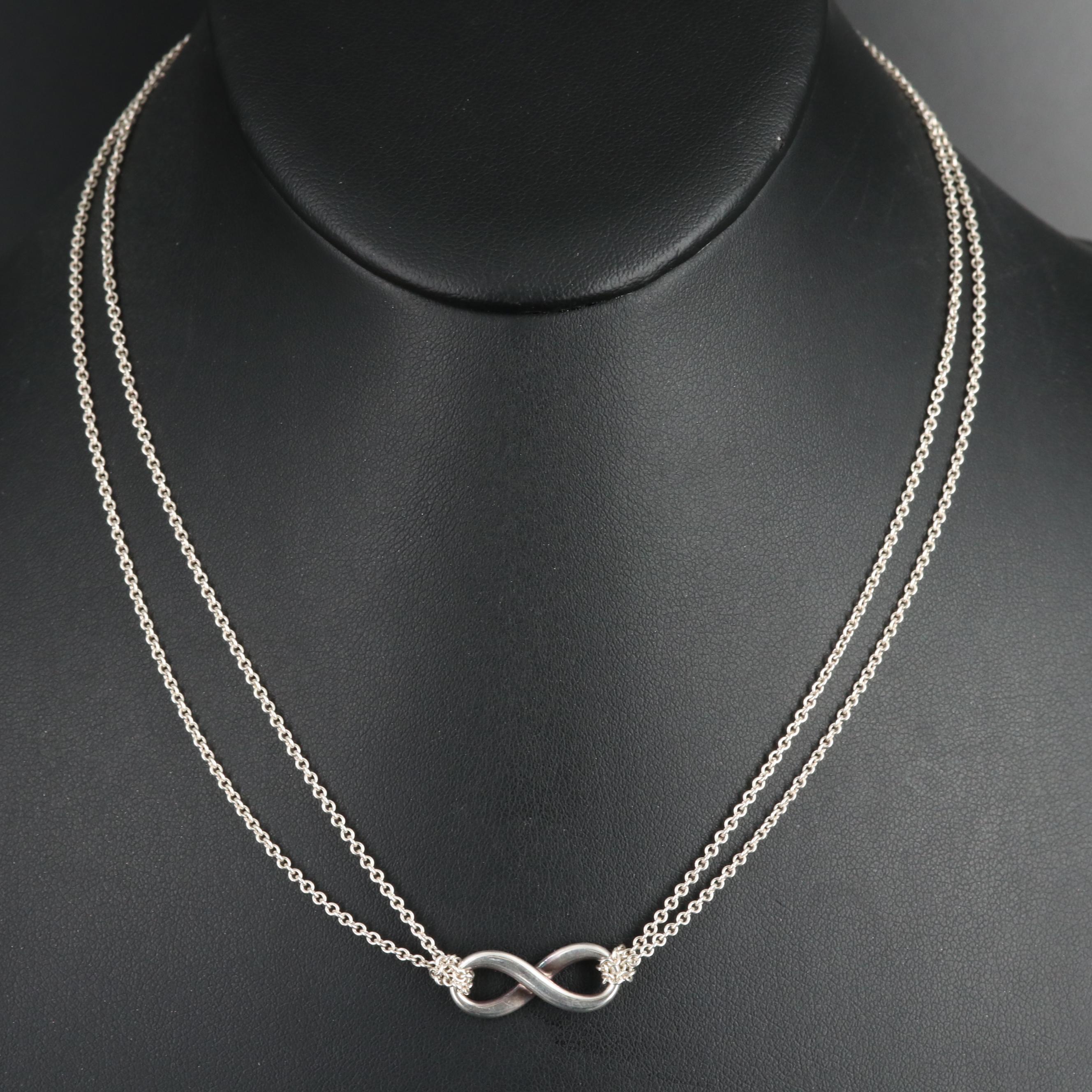 Tiffany & Co. "Infinity" Sterling Double Chain Necklace EBTH