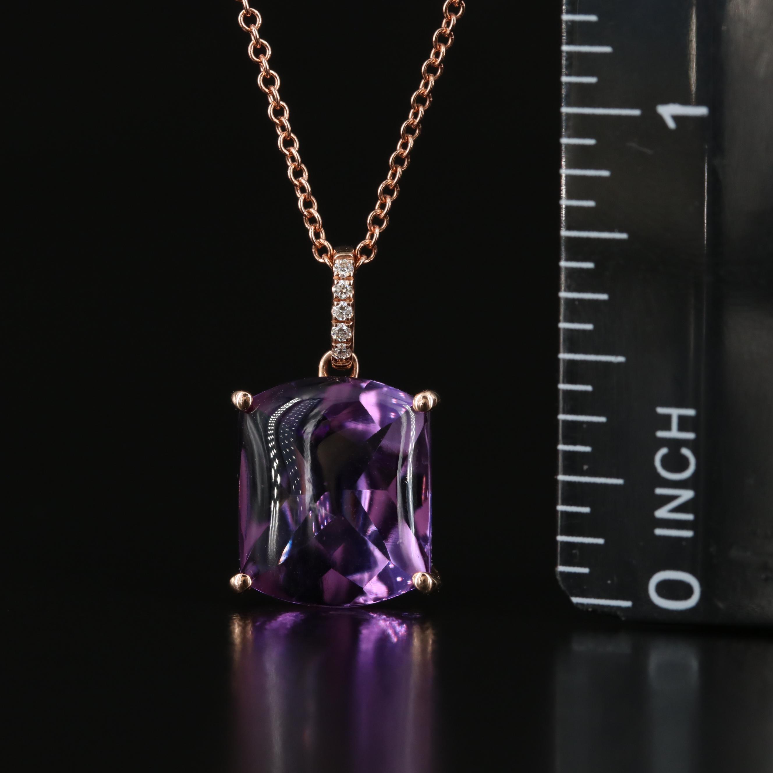 EFFY 14K Rose Gold Amethyst and Diamond Pendant Necklace