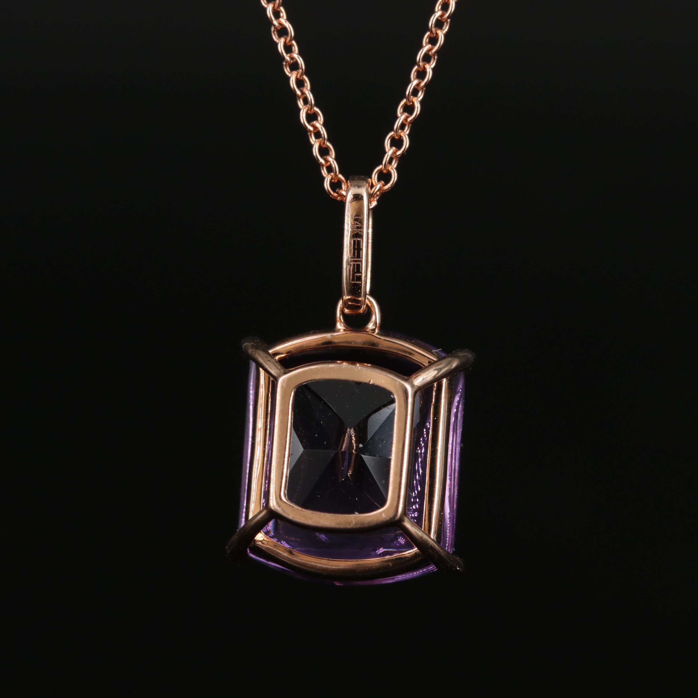 EFFY 14K Rose Gold Amethyst and Diamond Pendant Necklace