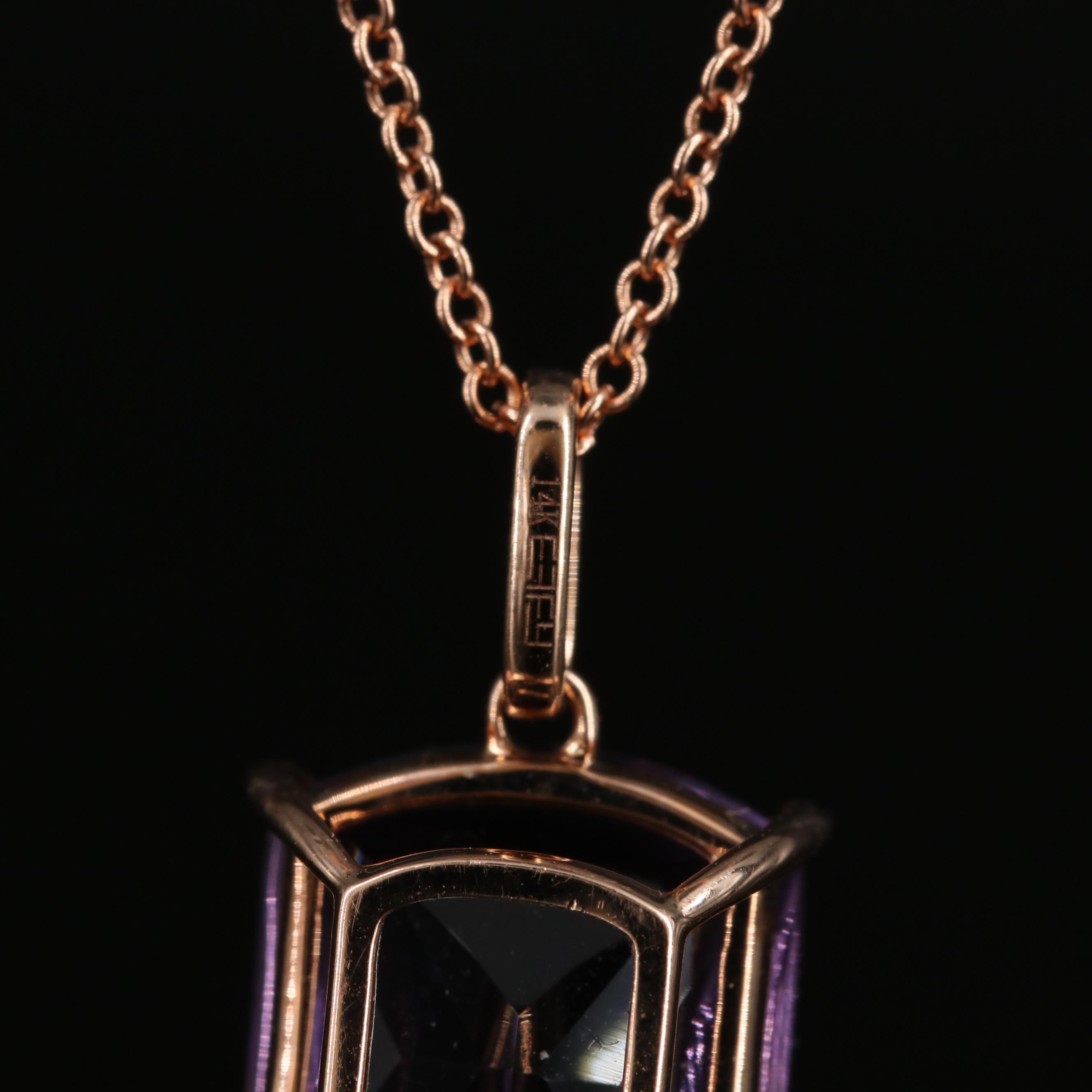 EFFY 14K Rose Gold Amethyst and Diamond Pendant Necklace