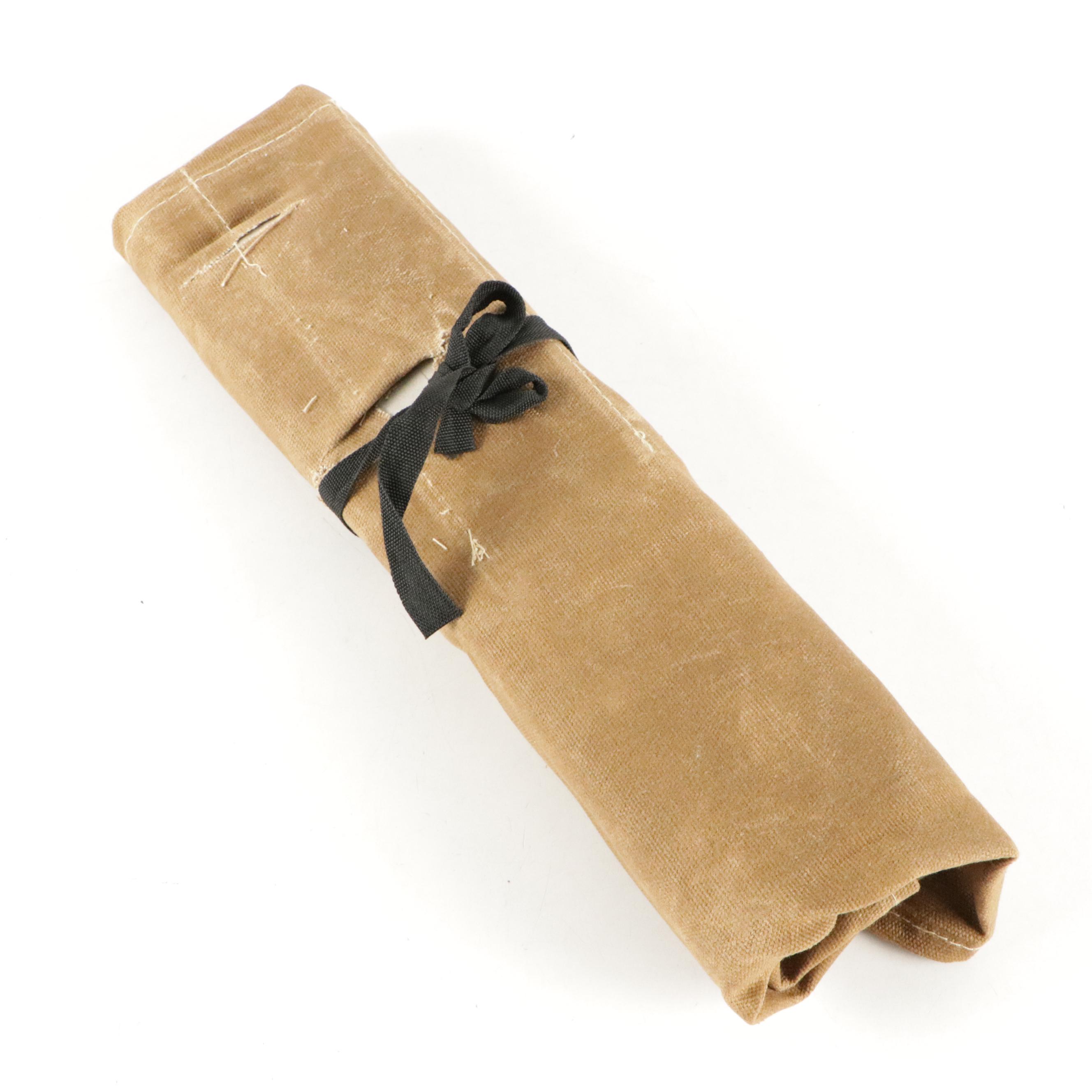 Japanese Steel and Wooden Handled Chef Knife Set with Knife Roll