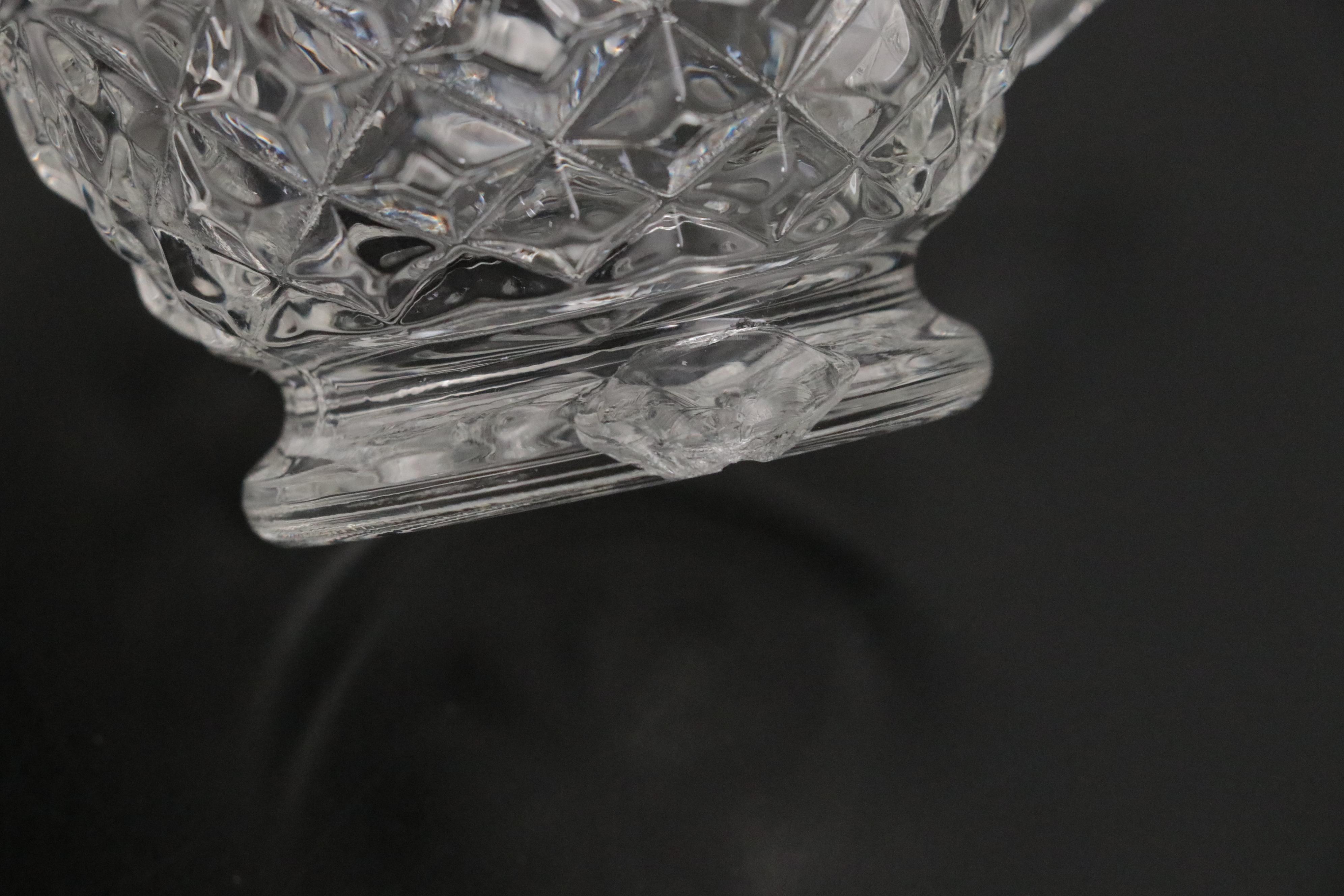 Daisy & Button Pattern Glass Punch Set with Other Glass Punch Cups