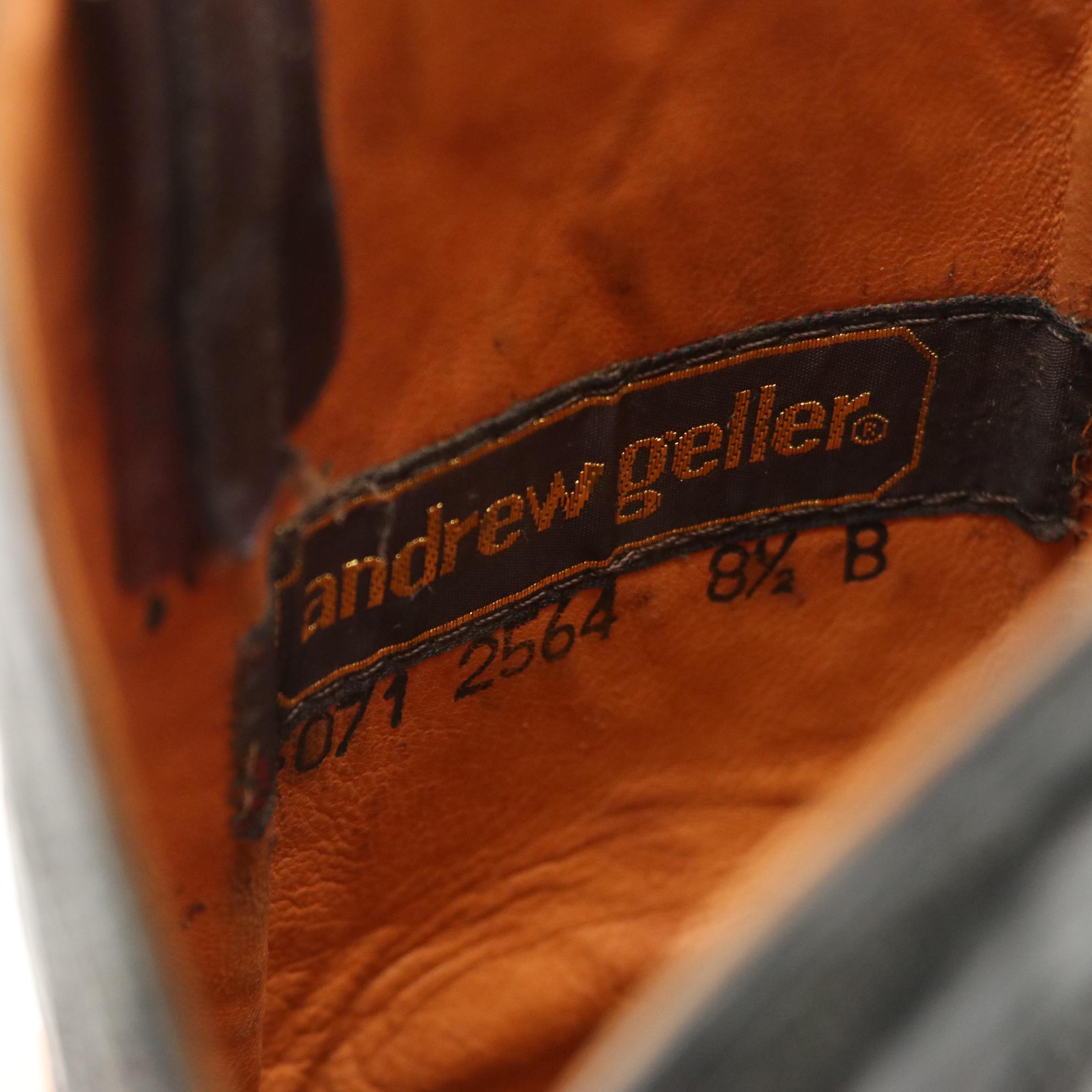 Andrew Geller Black Leather Cowgirl Boots