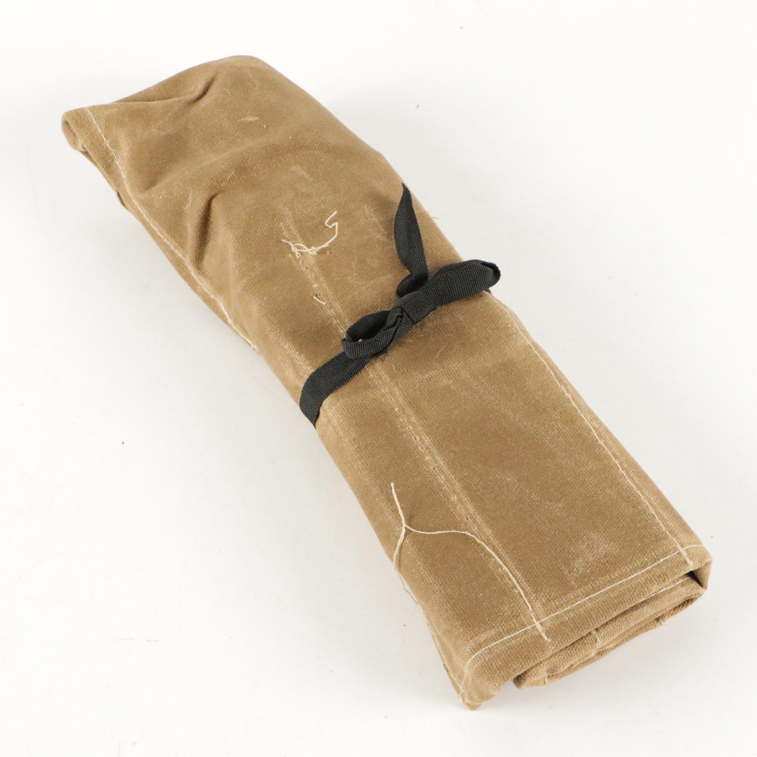 Japanese Steel and Wooden Handled Chef Knife Set with Knife Roll