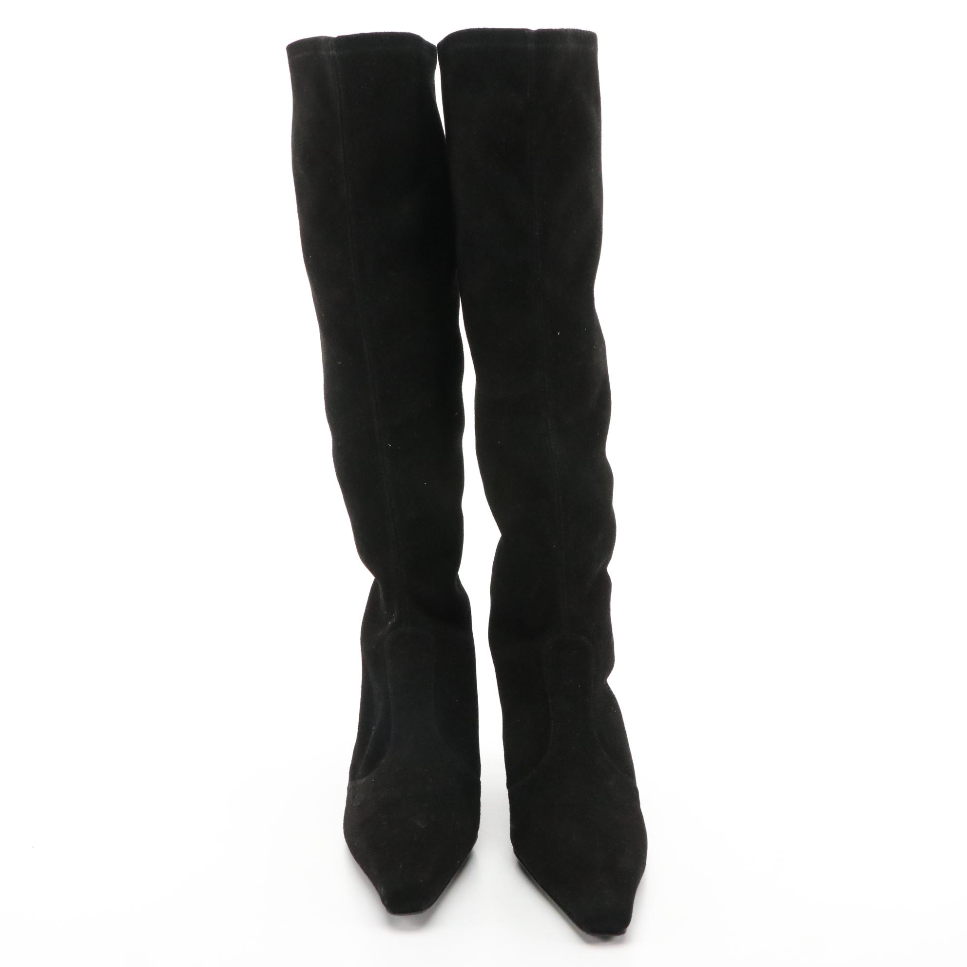 Stuart Weitzman Suede Boots, Leather Ankle Boots, and Textile Harness Booties