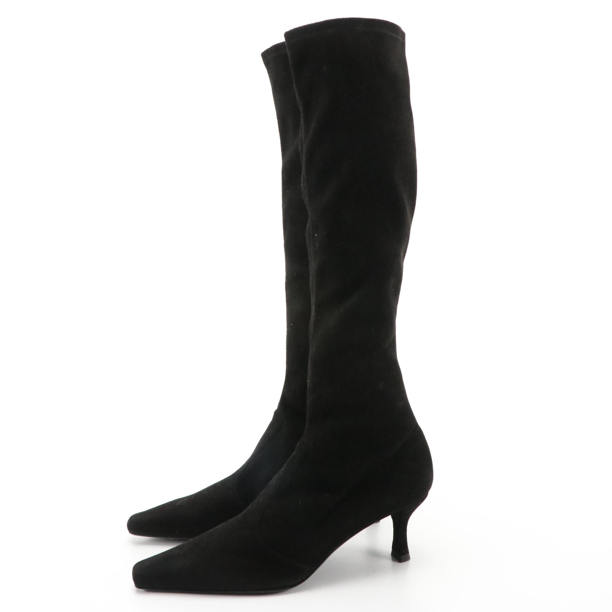 Stuart Weitzman Suede Boots, Leather Ankle Boots, and Textile Harness Booties