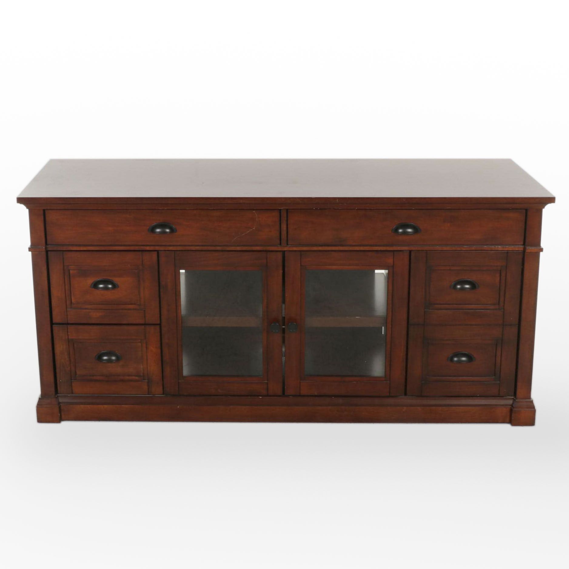 Bayside Furnishings Cherry-Stained Media Console Cabinet