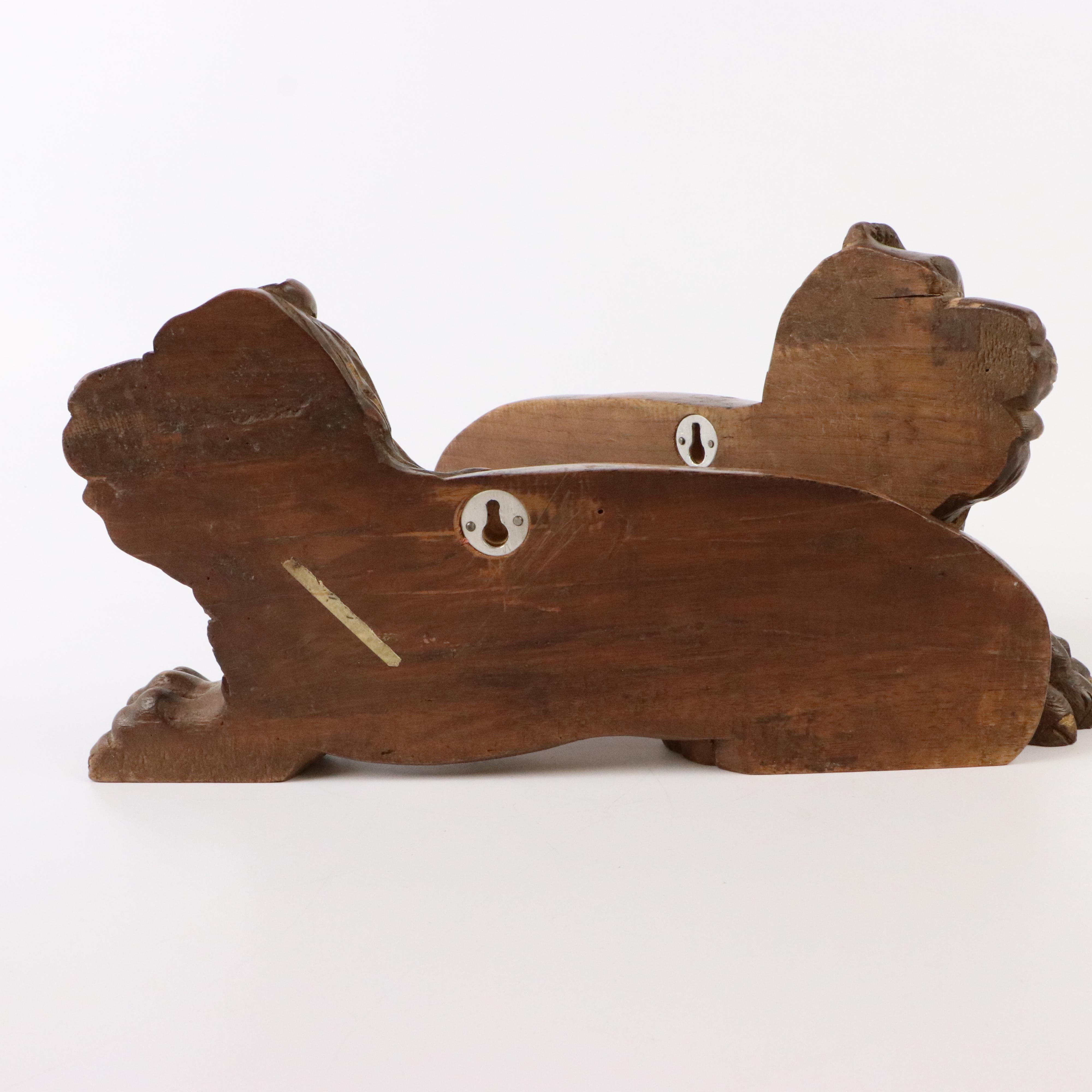 Carved Wood Lion Figural Wall Décor, Mid-20th Century