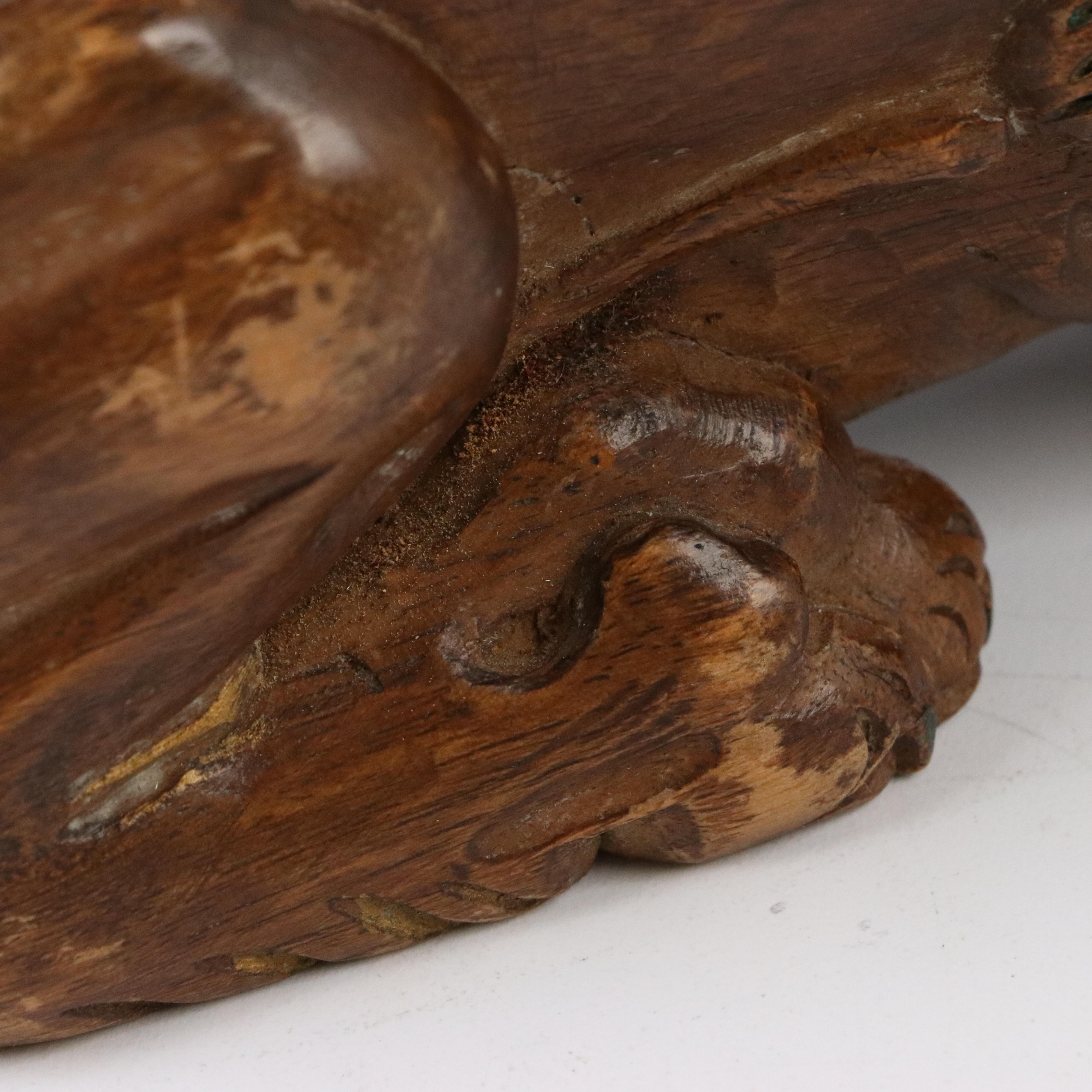 Carved Wood Lion Figural Wall Décor, Mid-20th Century