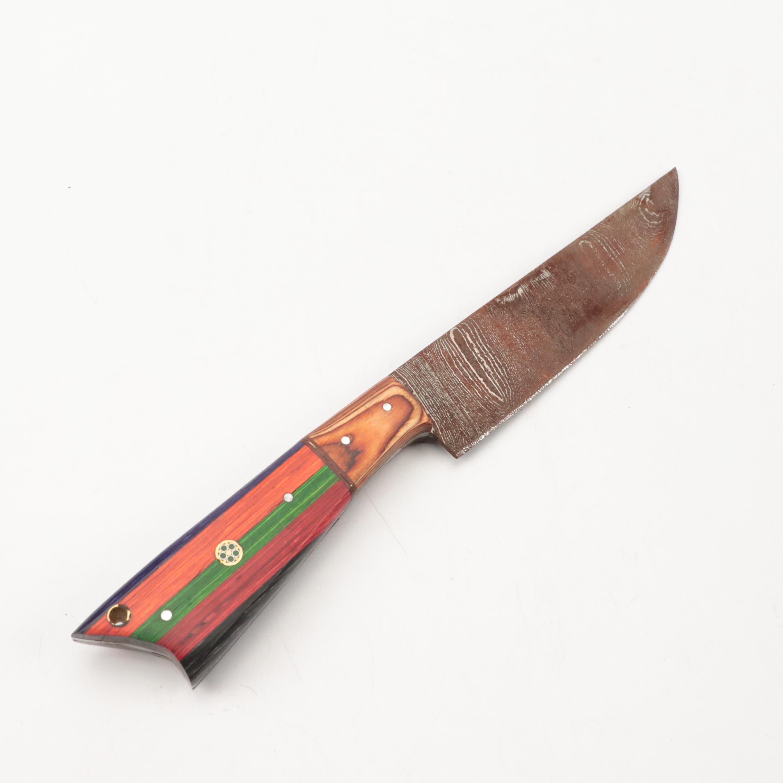 Hand-Crafted Damascus Steel Fixed Blade Knives with Leather Scabbards