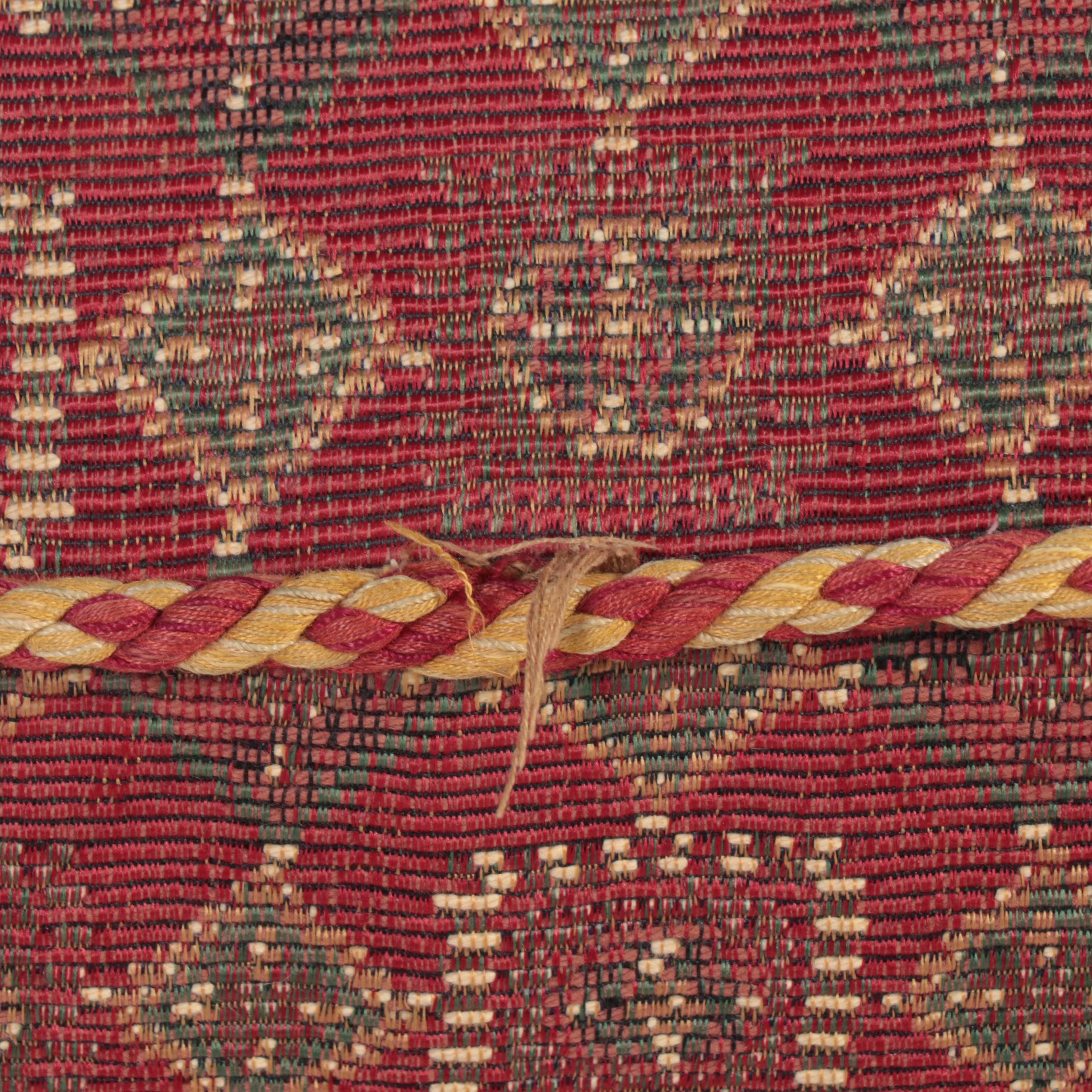 Skirted Roll-Arm Lounge Chair and Ottoman with Rope Trim