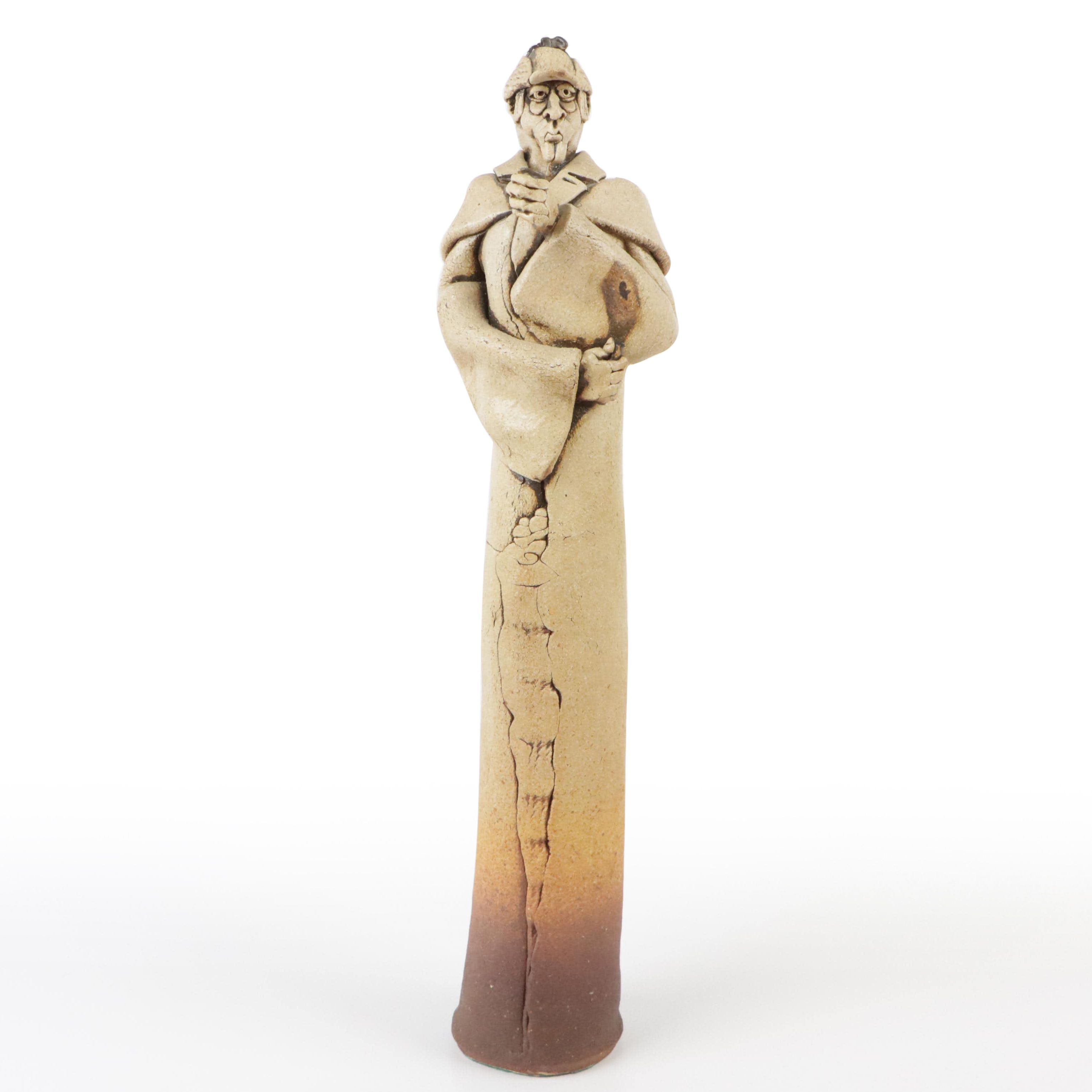 Signed Ceramic Sherlock Holmes Sculpture by James Robert Black, 1973
