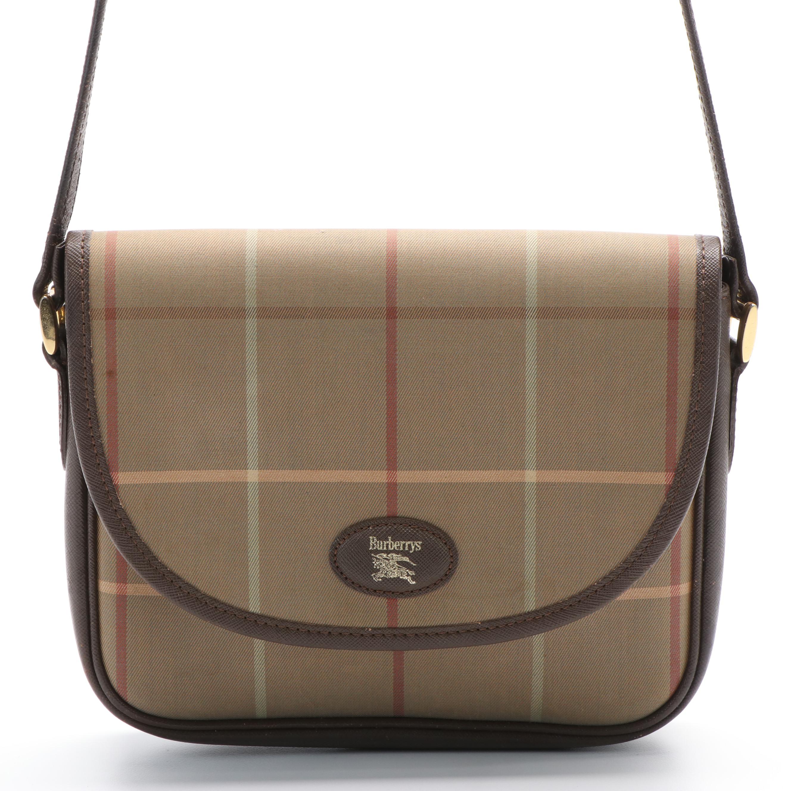 Burberry Classic Plaid Canvas and Leather Crossbody Bag