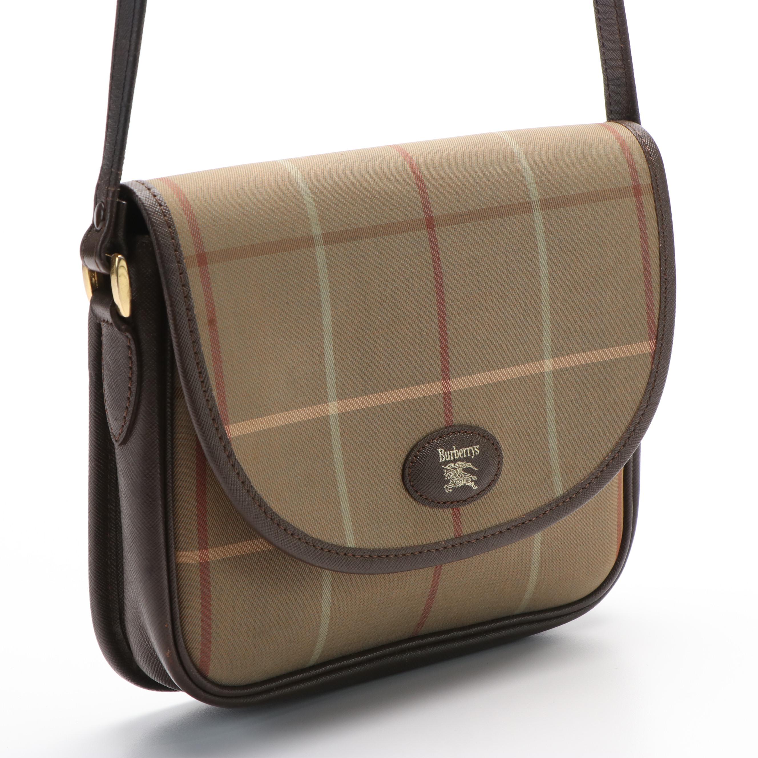 Burberry Classic Plaid Canvas and Leather Crossbody Bag