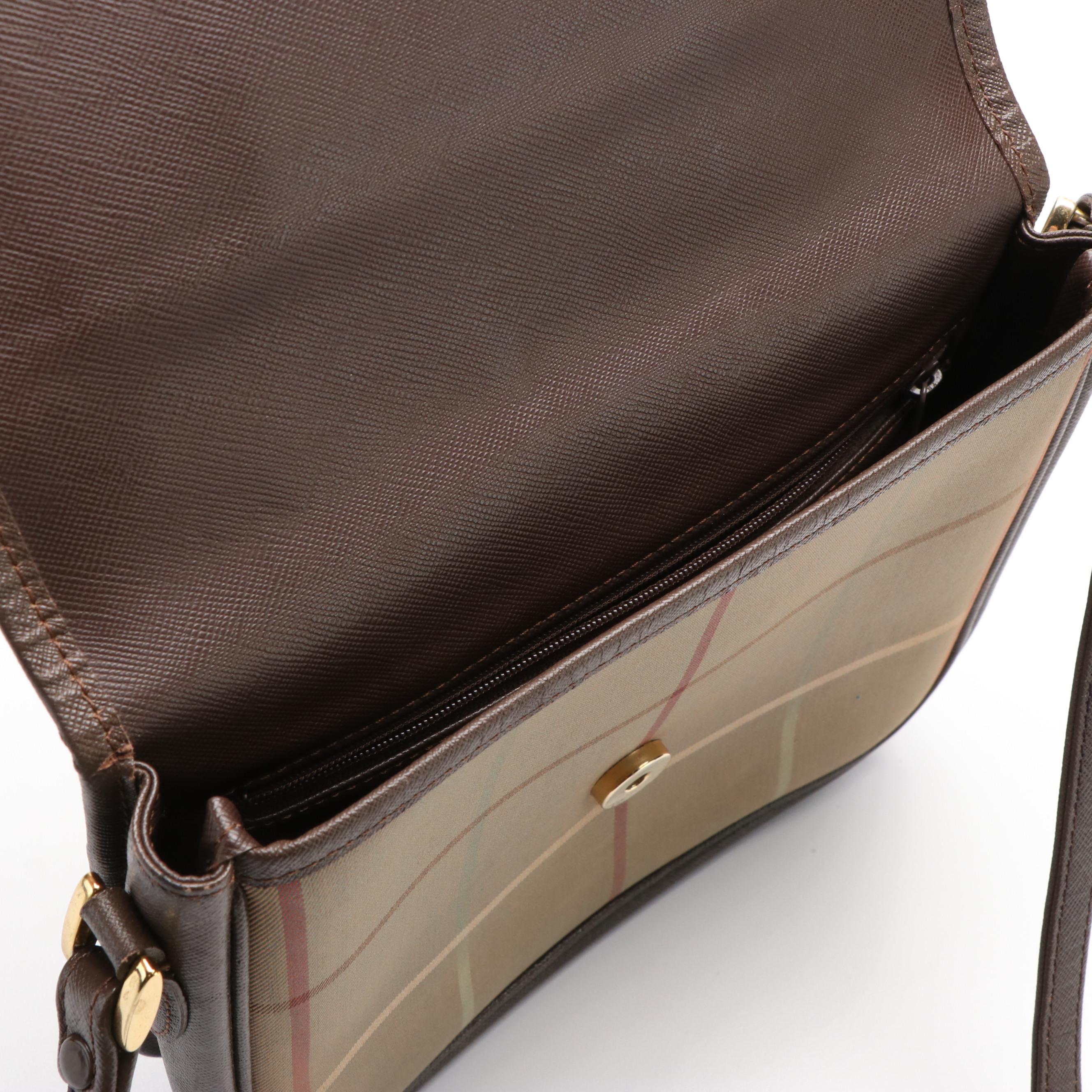 Burberry Classic Plaid Canvas and Leather Crossbody Bag