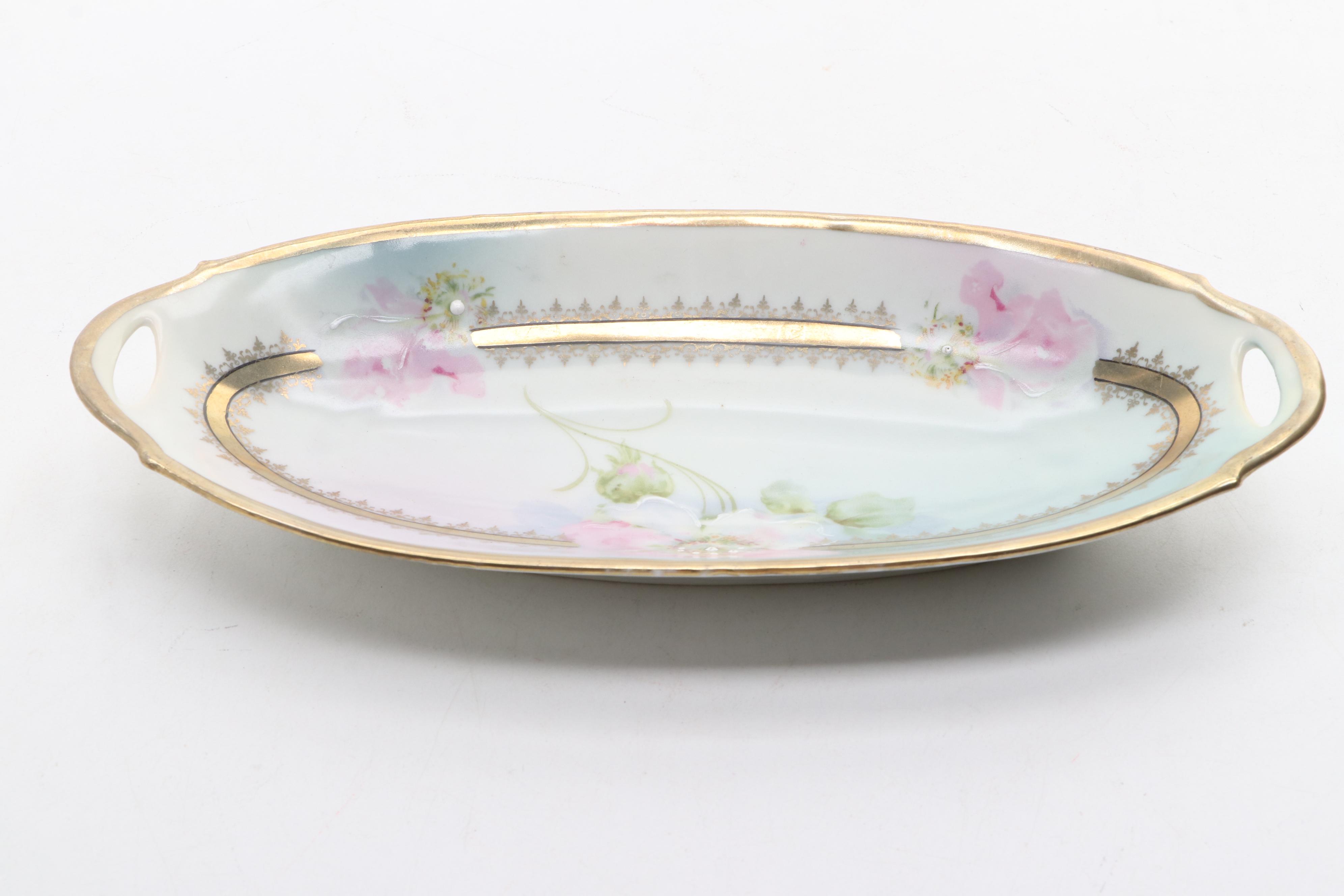 German Porcelain Hand-Painted Dish, Late 19th/ Early 20th Century