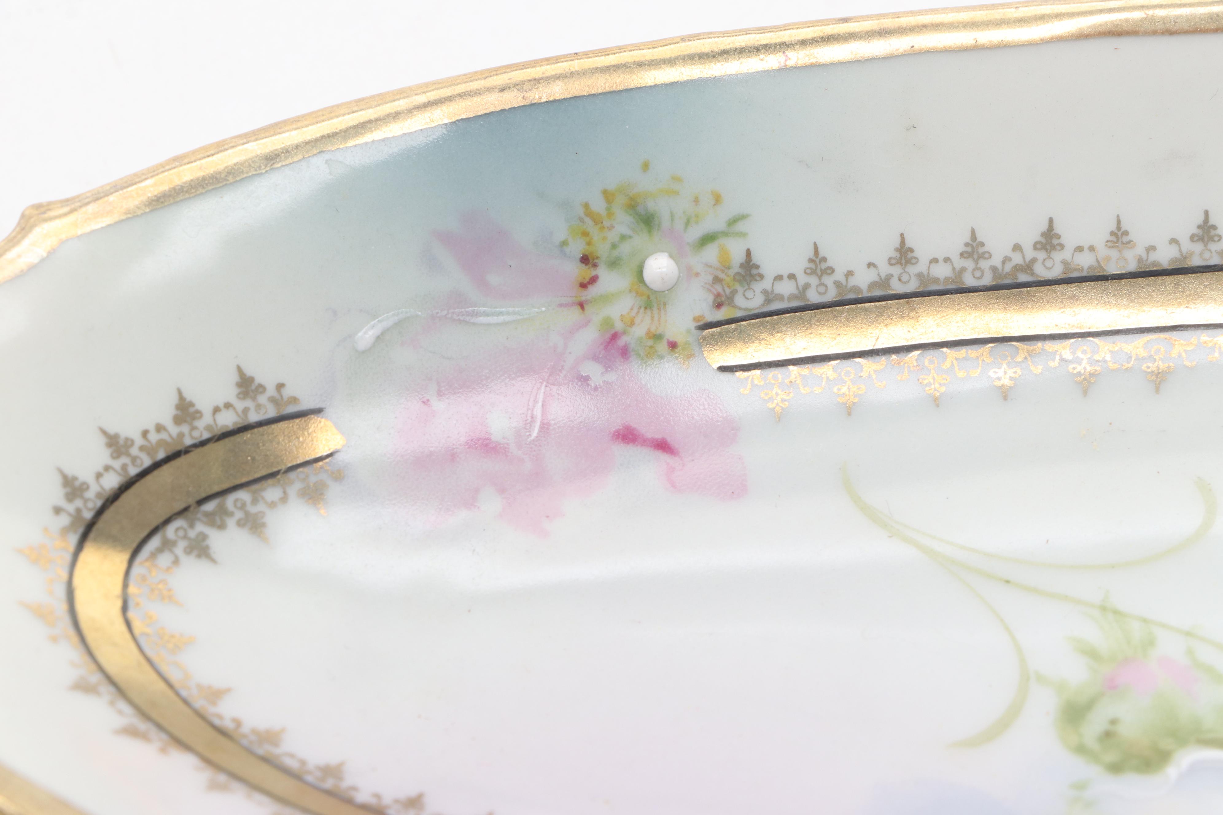 German Porcelain Hand-Painted Dish, Late 19th/ Early 20th Century