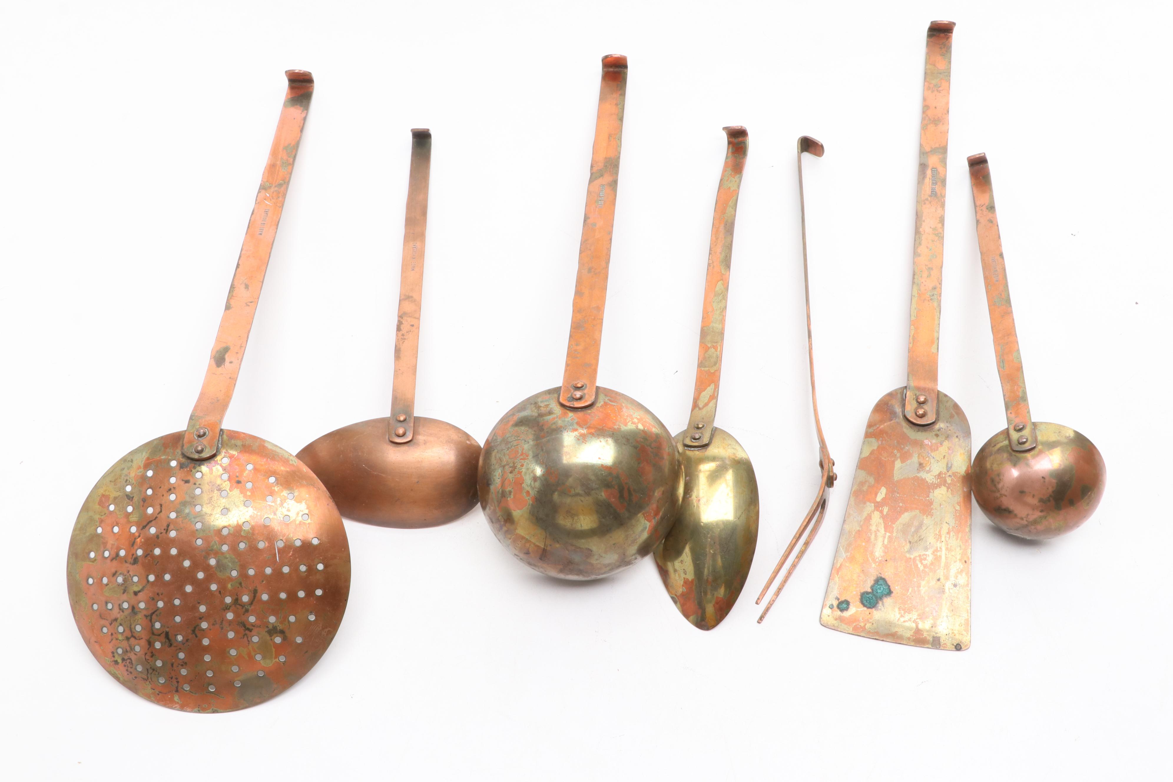 Dutch Copper Hooked Cooking Utensils