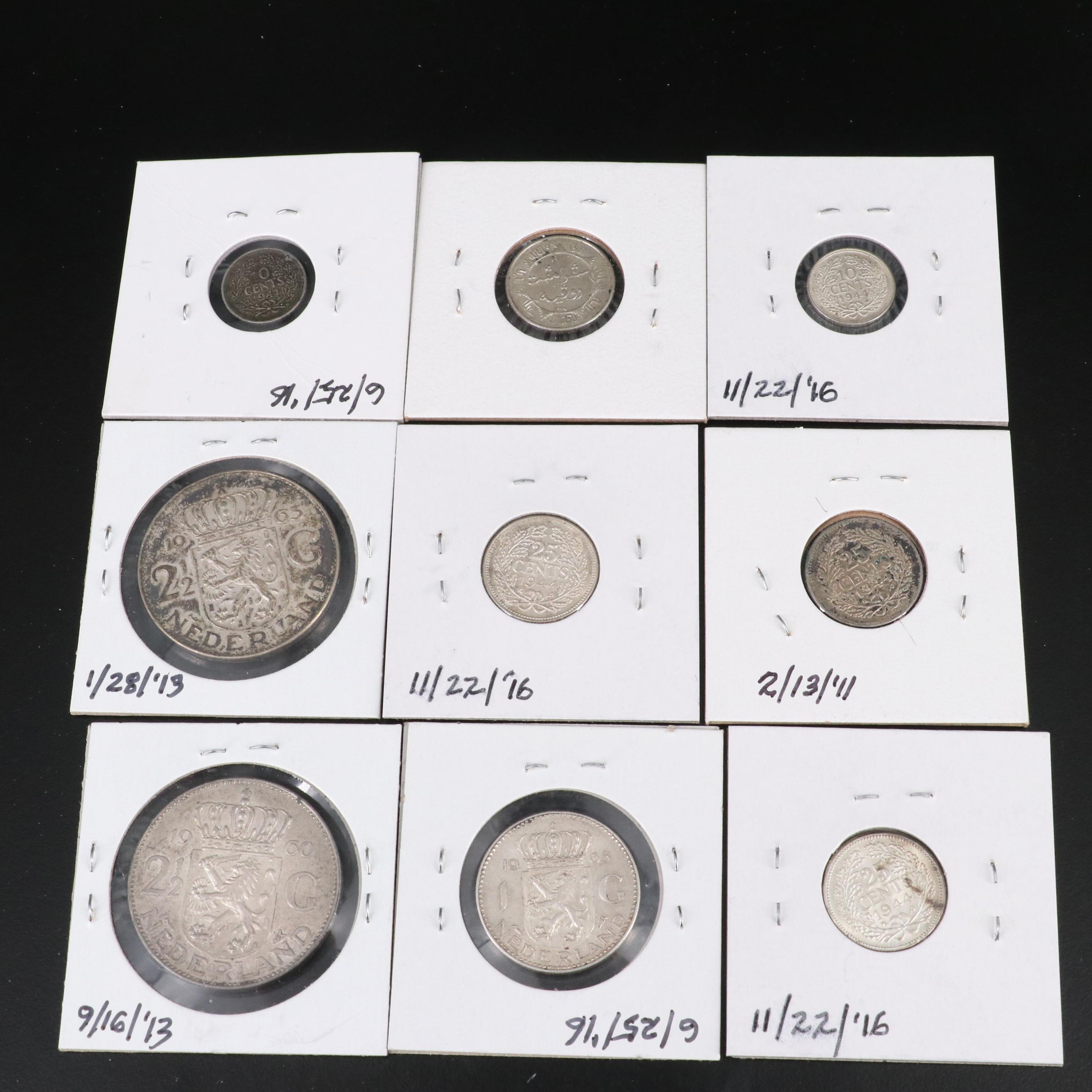 Group of Forty Netherlands Coins Including an 1849 Ten Cent