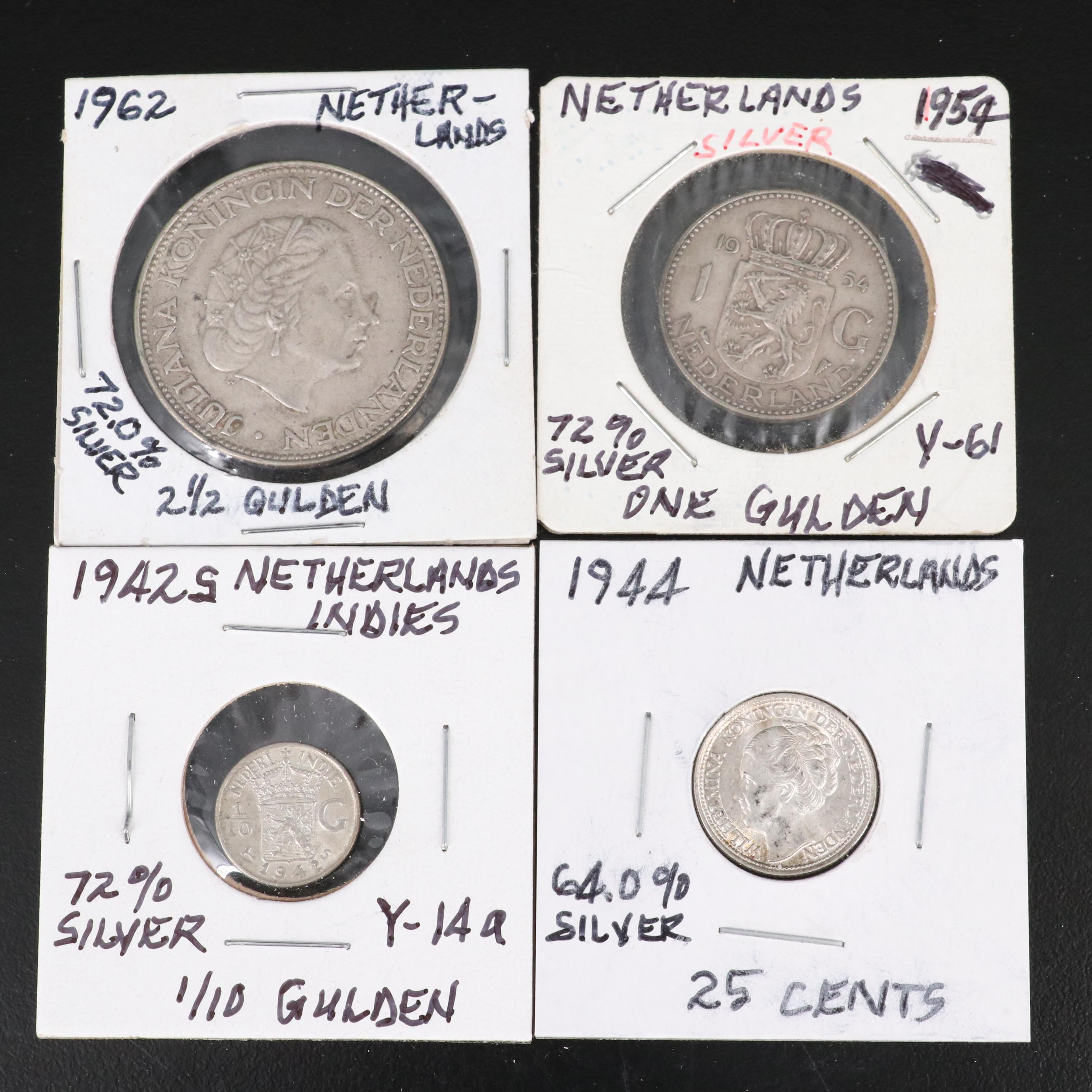 Group of Forty Netherlands Coins Including an 1849 Ten Cent