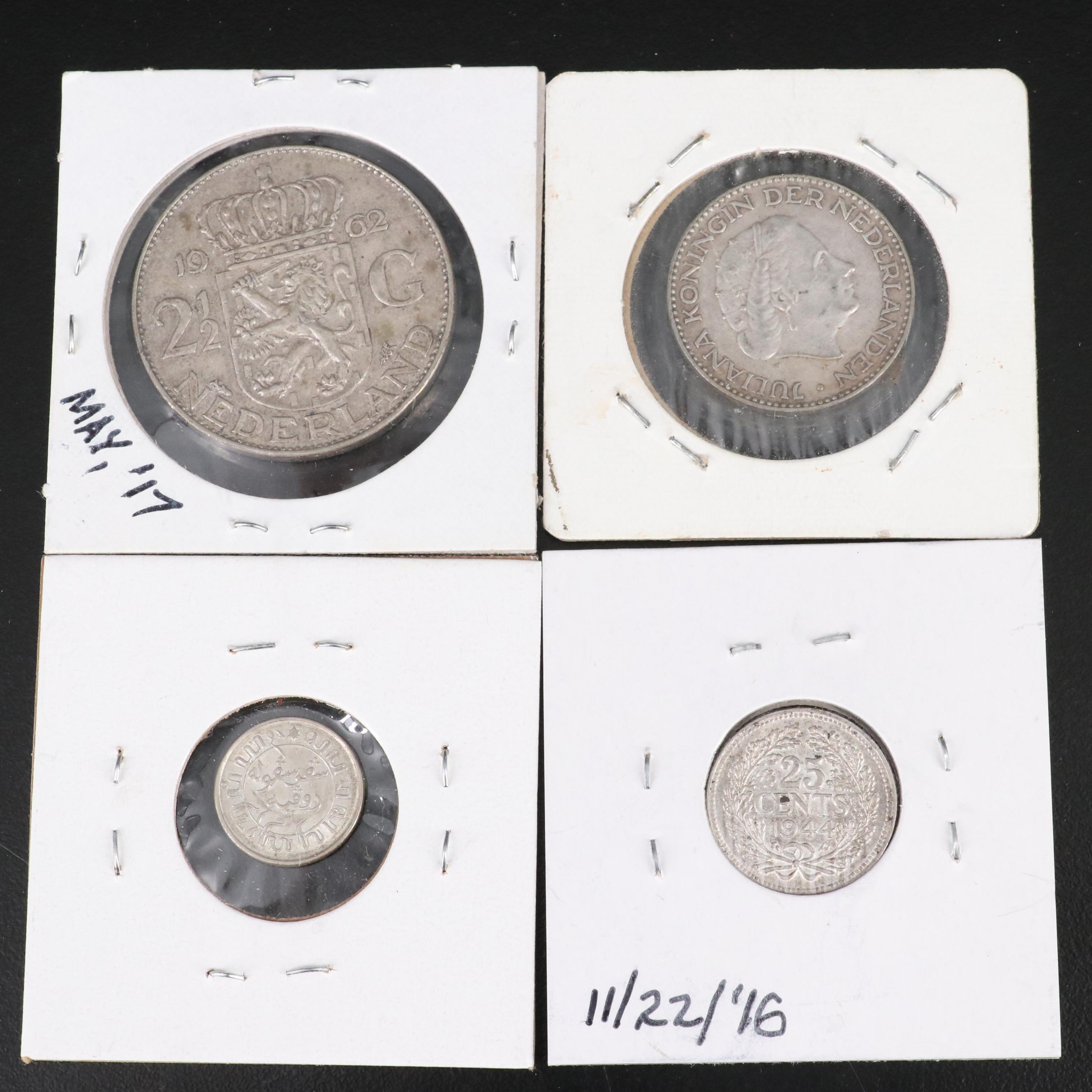 Group of Forty Netherlands Coins Including an 1849 Ten Cent