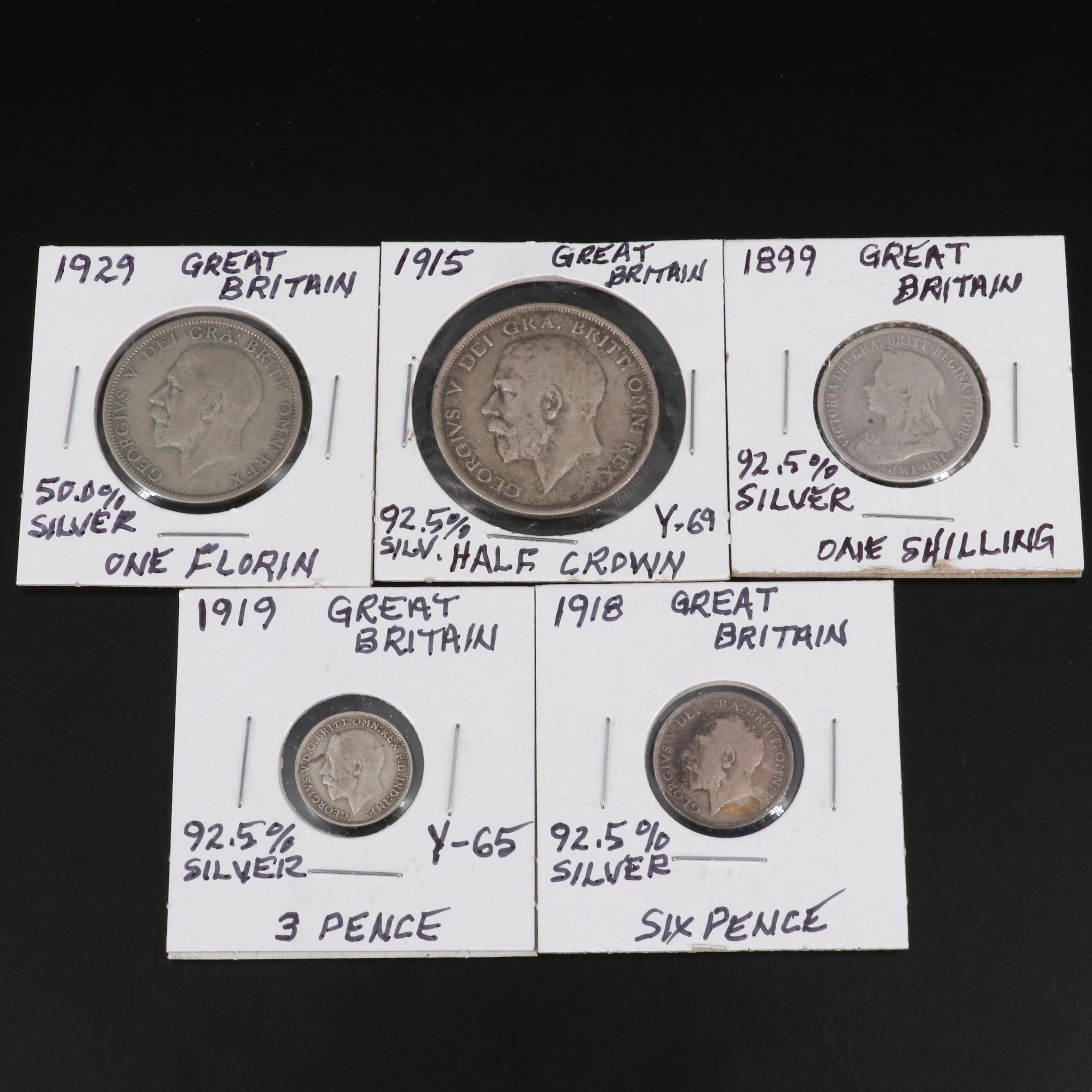 Collection of Thirty-Nine Great Britain .925 and .500 Silver Coins