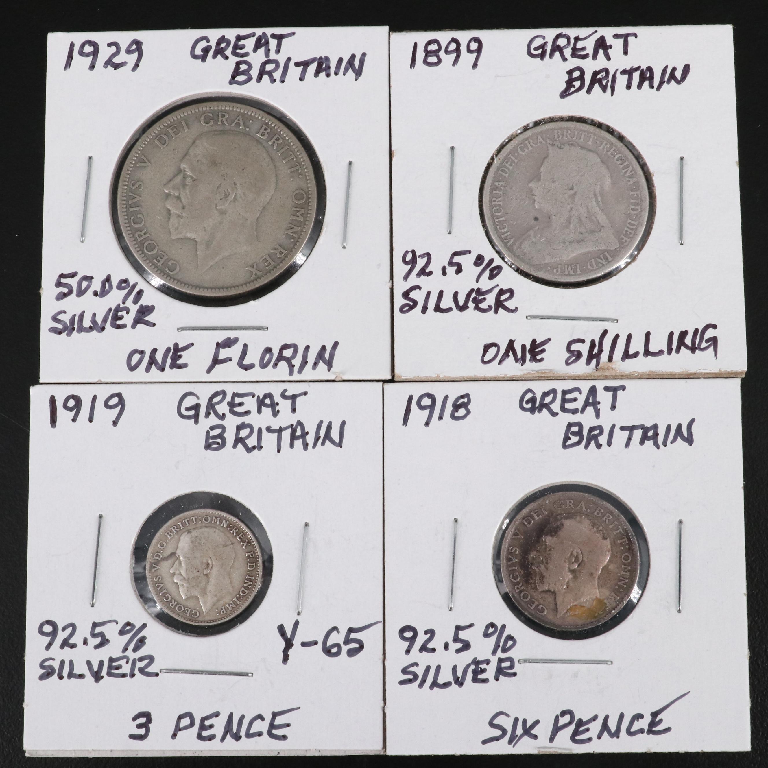 Collection of Thirty-Nine Great Britain .925 and .500 Silver Coins