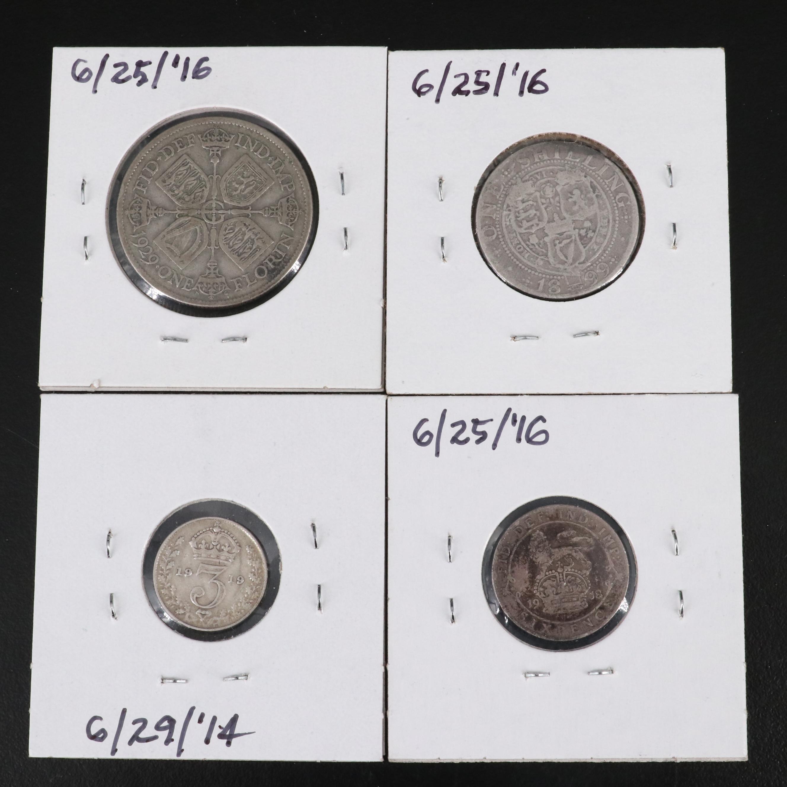 Collection of Thirty-Nine Great Britain .925 and .500 Silver Coins