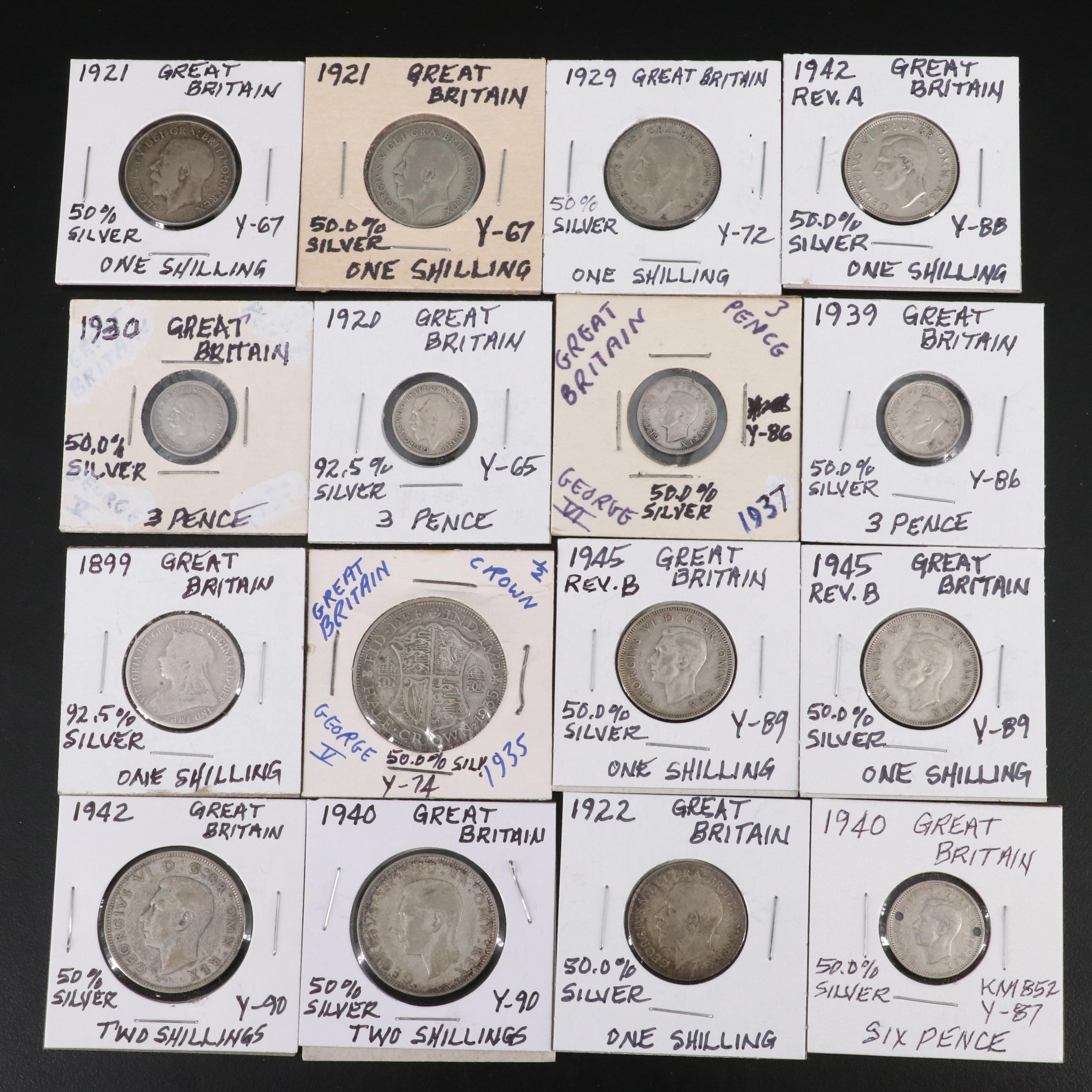 Collection of Thirty-Nine Great Britain .925 and .500 Silver Coins