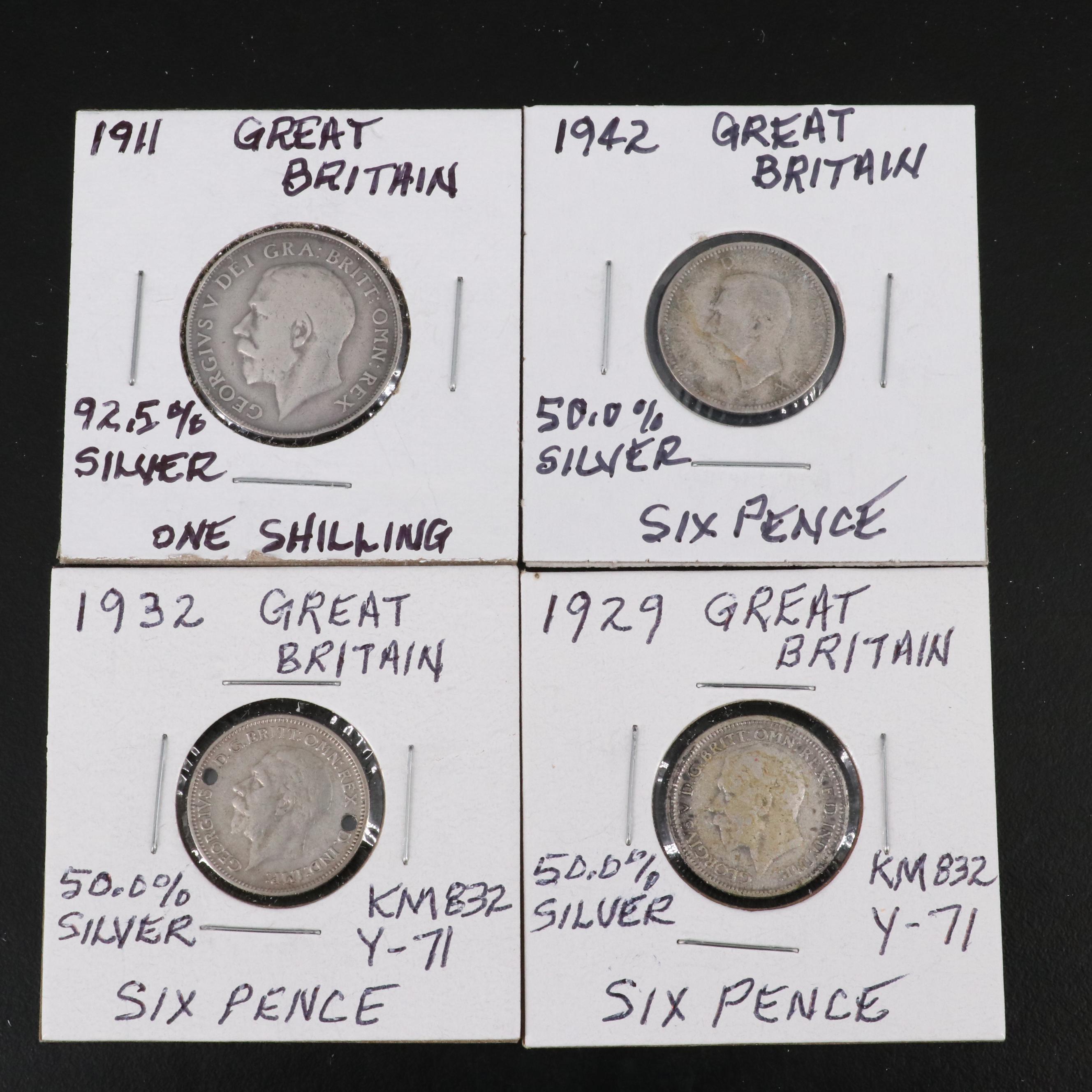 Collection of Thirty-Nine Great Britain .925 and .500 Silver Coins