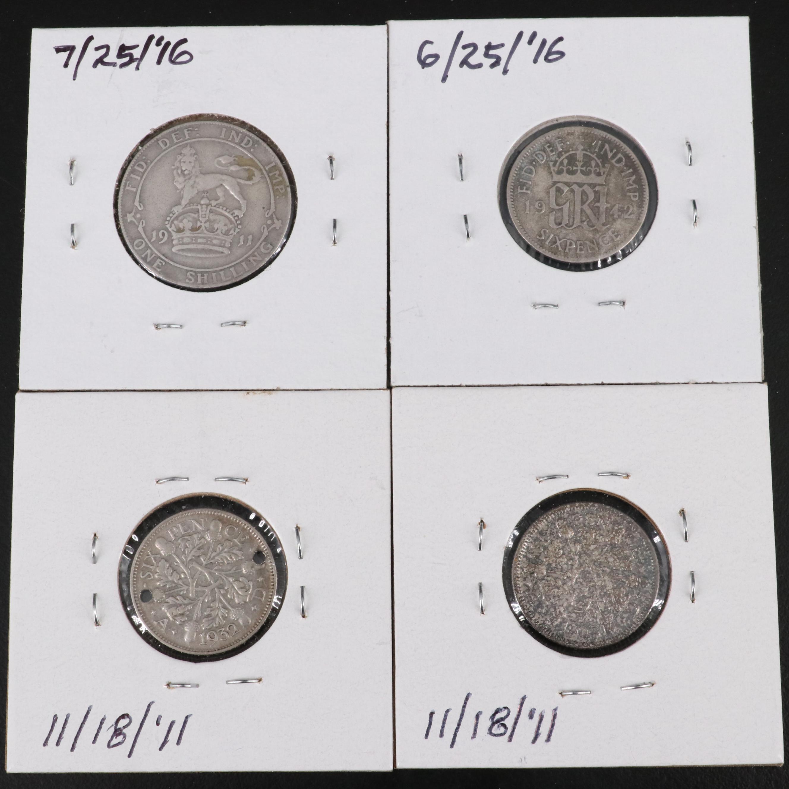 Collection of Thirty-Nine Great Britain .925 and .500 Silver Coins