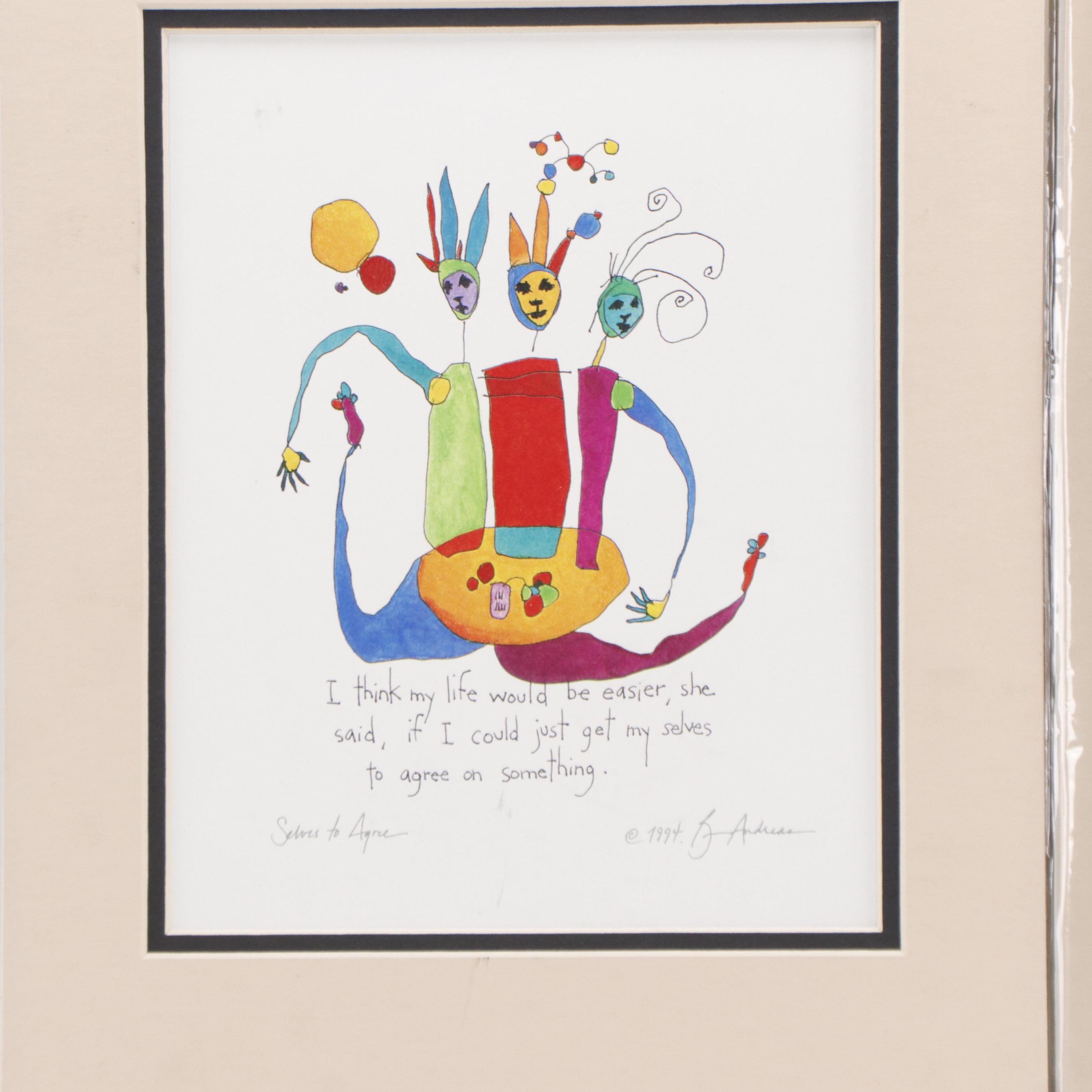 Digital Prints After Brian Andreas Including "Nothing To Say," Circa 2000